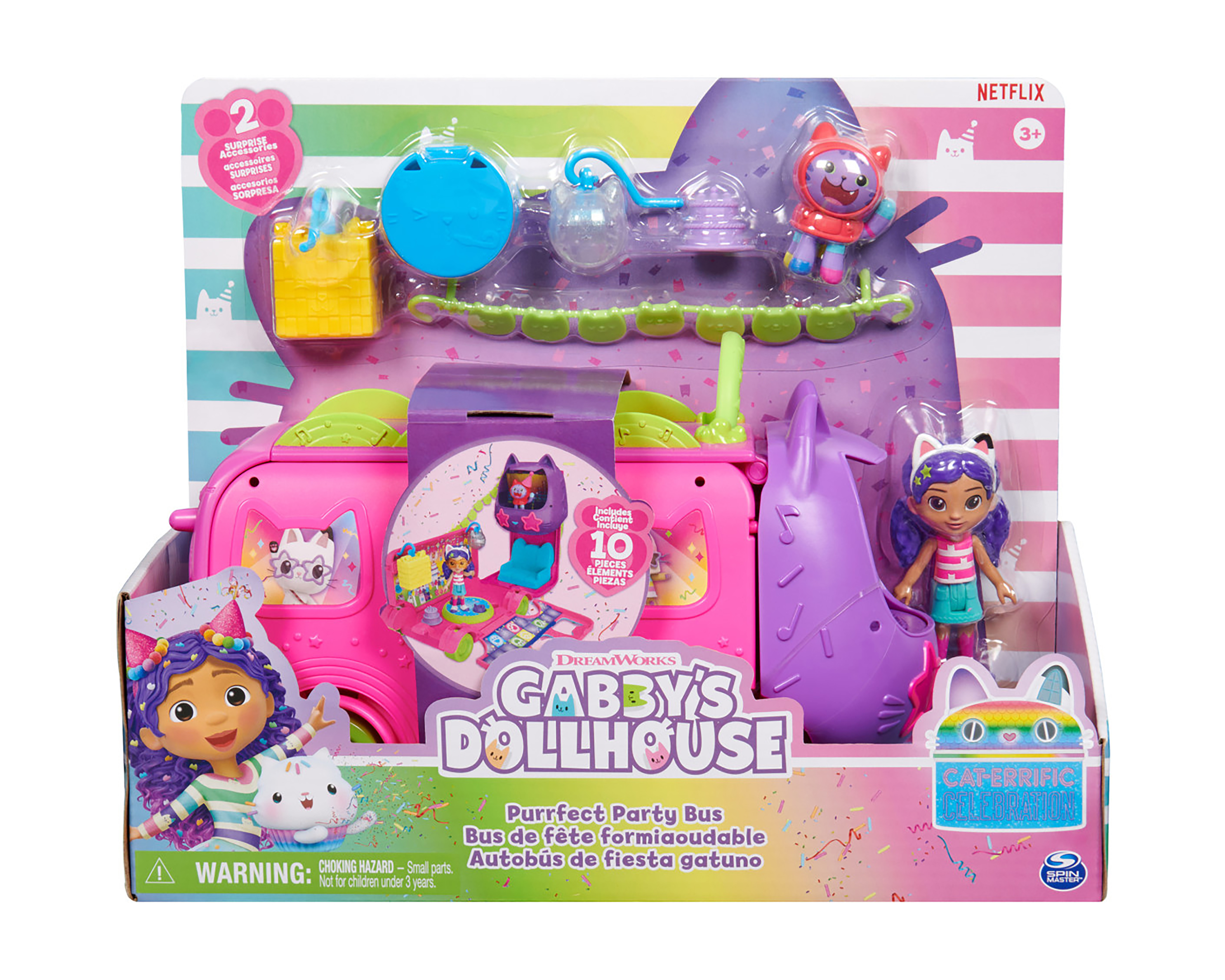Foto 2 | Foto 2 | Autobús de Fiesta Gatuna Gabby's Dollhouse Spin Master 10 Piezas