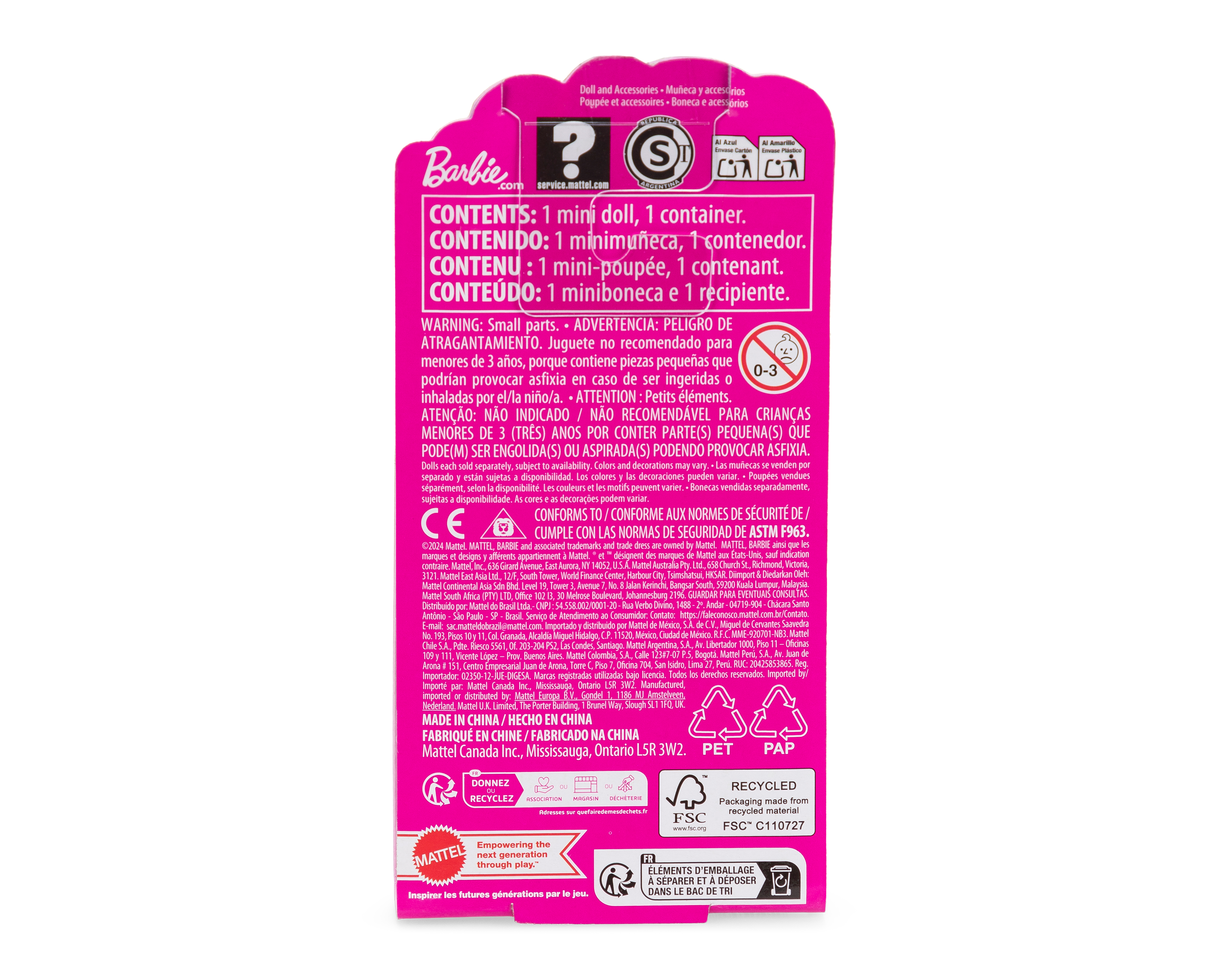 Foto 2 | Foto 2 | Muñeca Barbie Mini BarbieLand Fashionista Sorpresa 1 Pieza al Azar