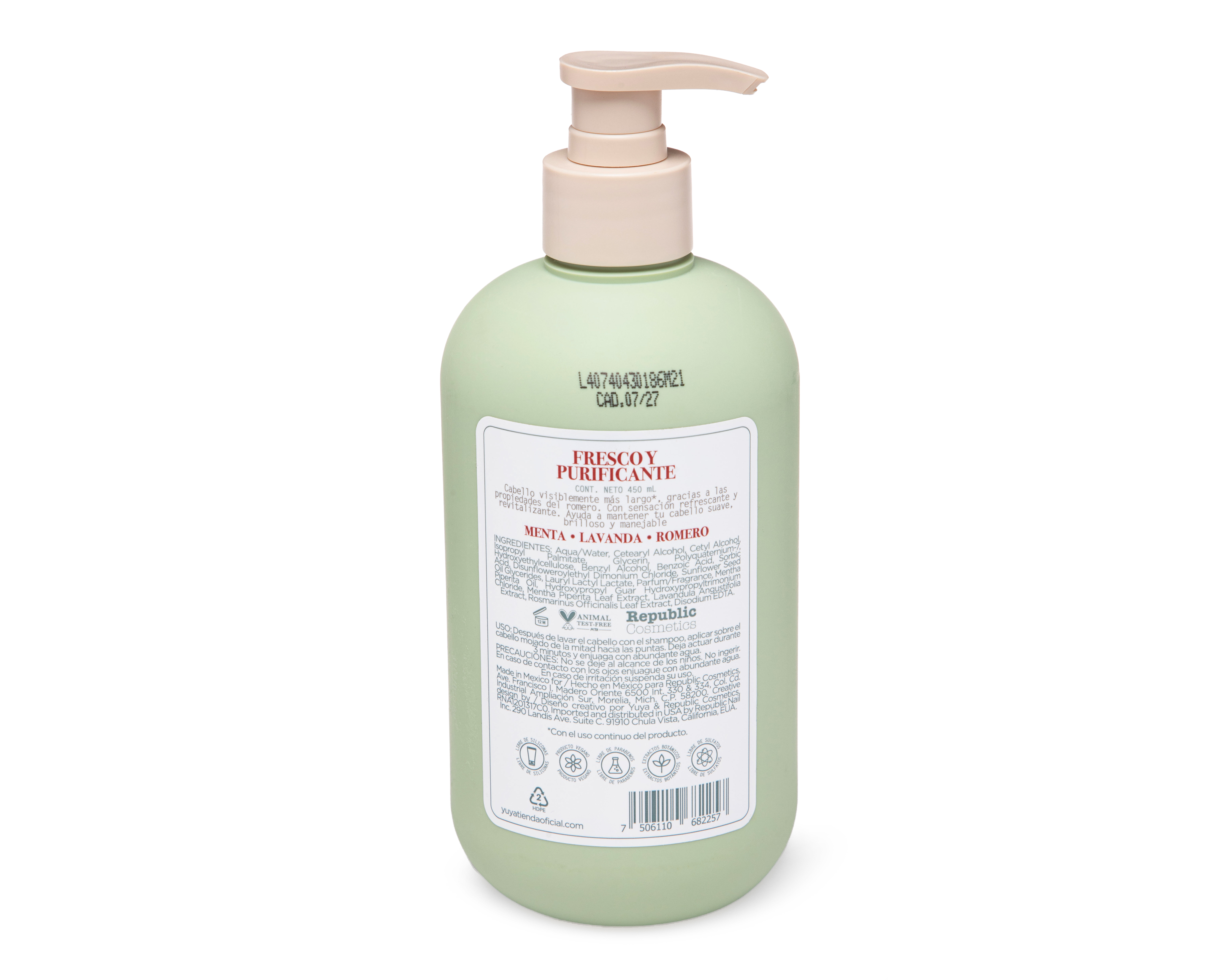 Foto 3 pulgar | Foto 2 | Acondicionador Yuya Fresco y Purificante Antifrizz 450 ml