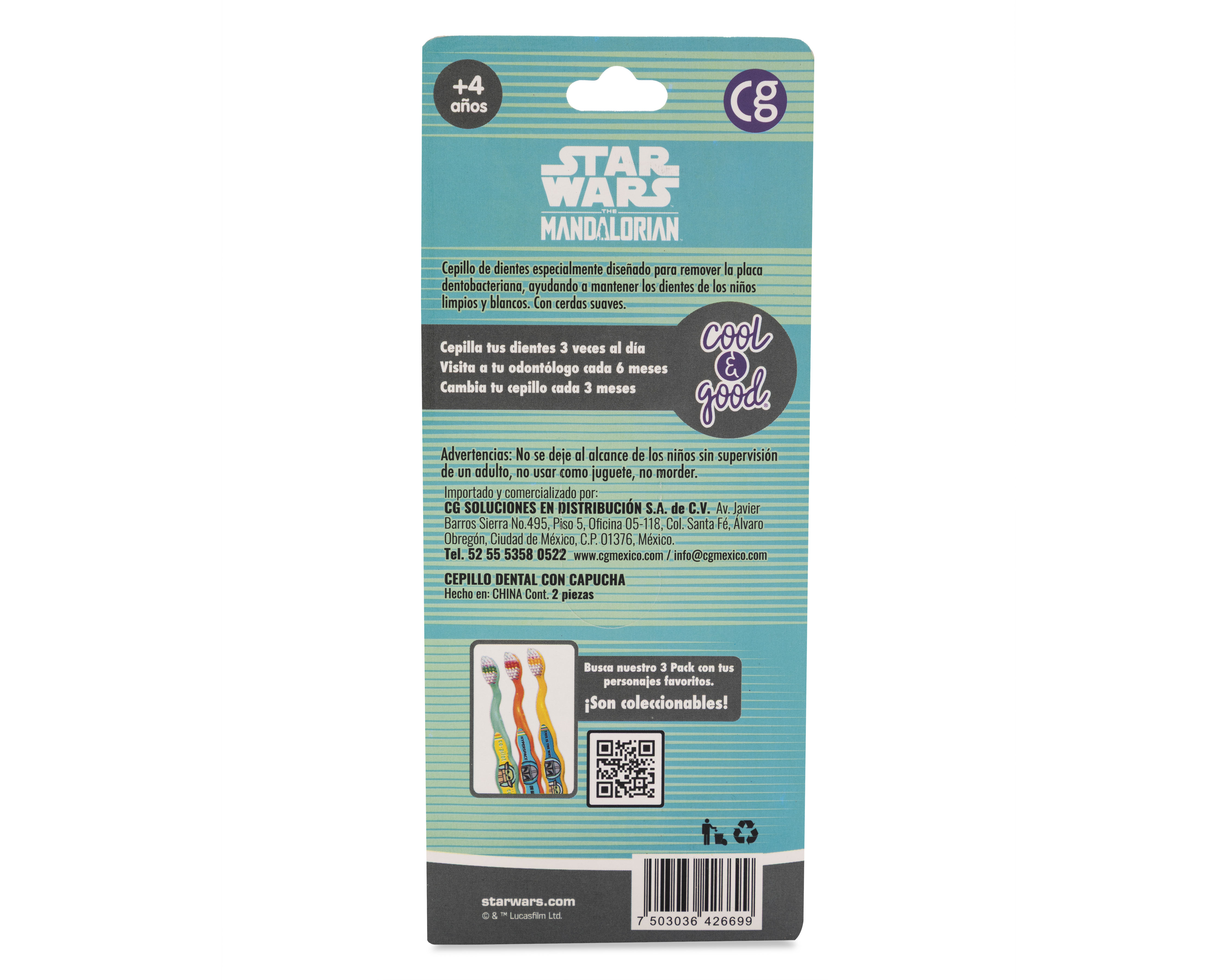 Foto 2 | Foto 2 | Cepillo de Dientes Suave con Protector Cool & Good Star Wars The Mandalorian