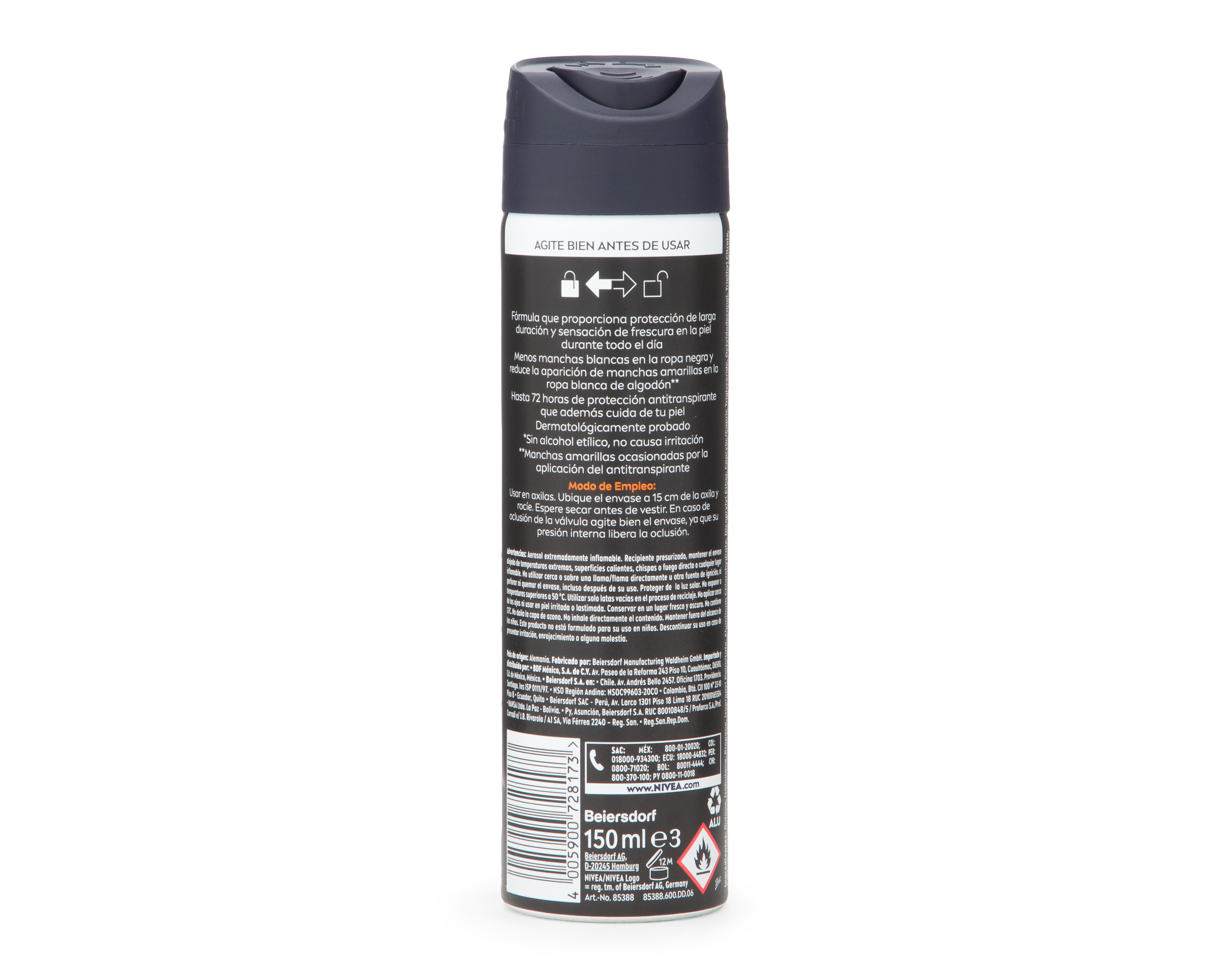 Foto 3 pulgar | Foto 2 | Desodorante en Aerosol Nivea Men Black & White Invisible 150 ml