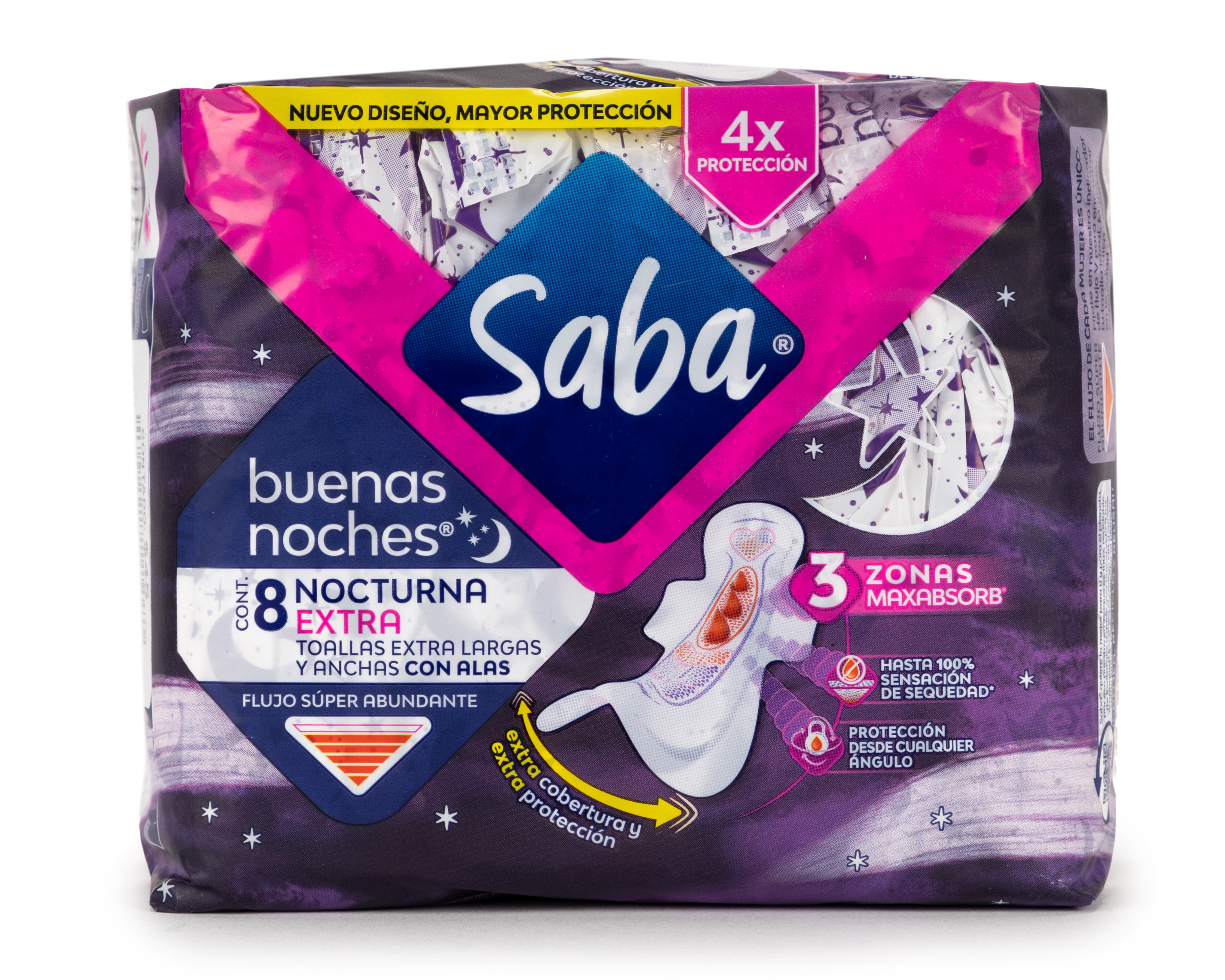 Toallas Femeninas Saba Buenas Noches 8 Piezas