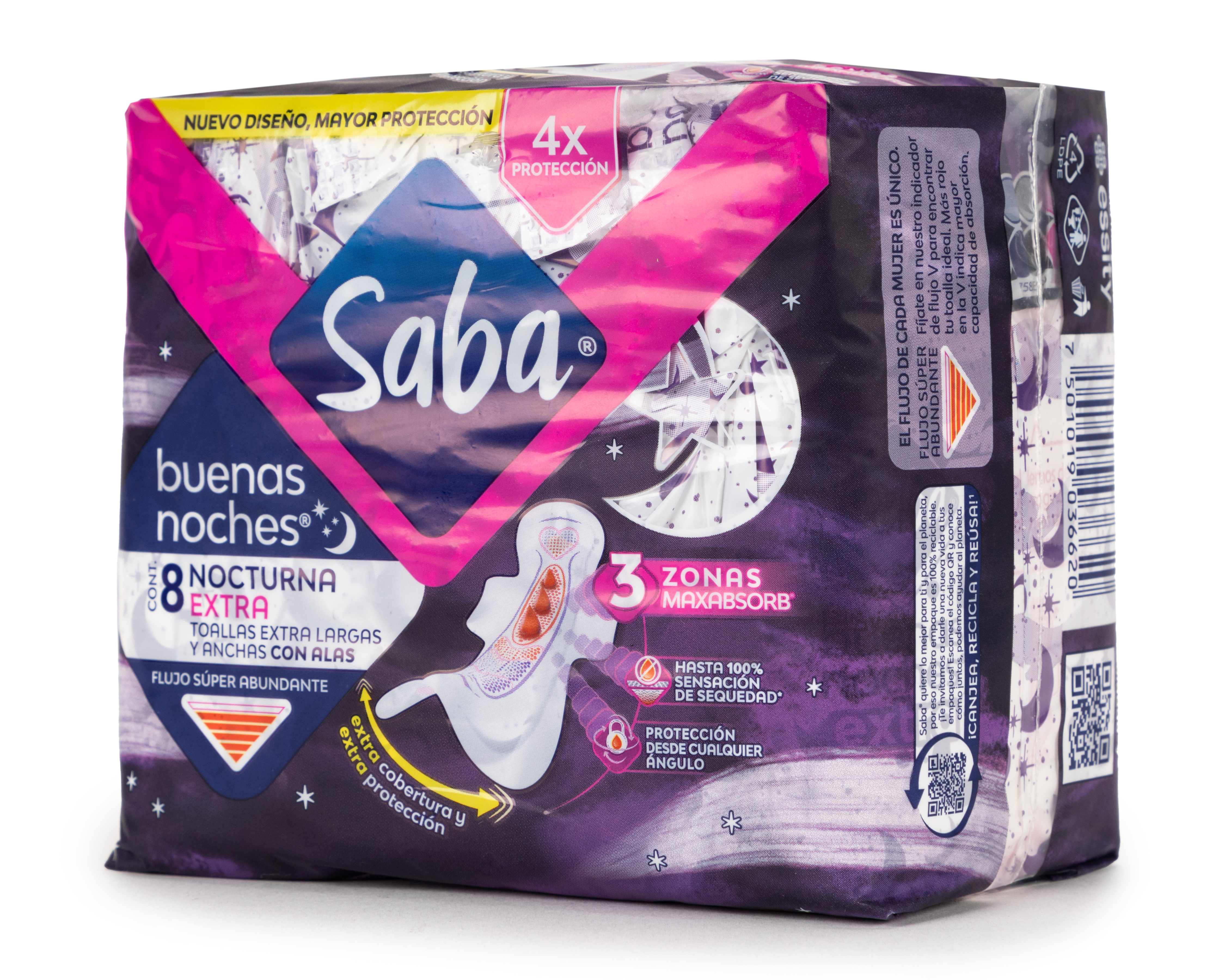 Foto 4 pulgar | Foto 3 | Toallas Femeninas Saba Buenas Noches 8 Piezas