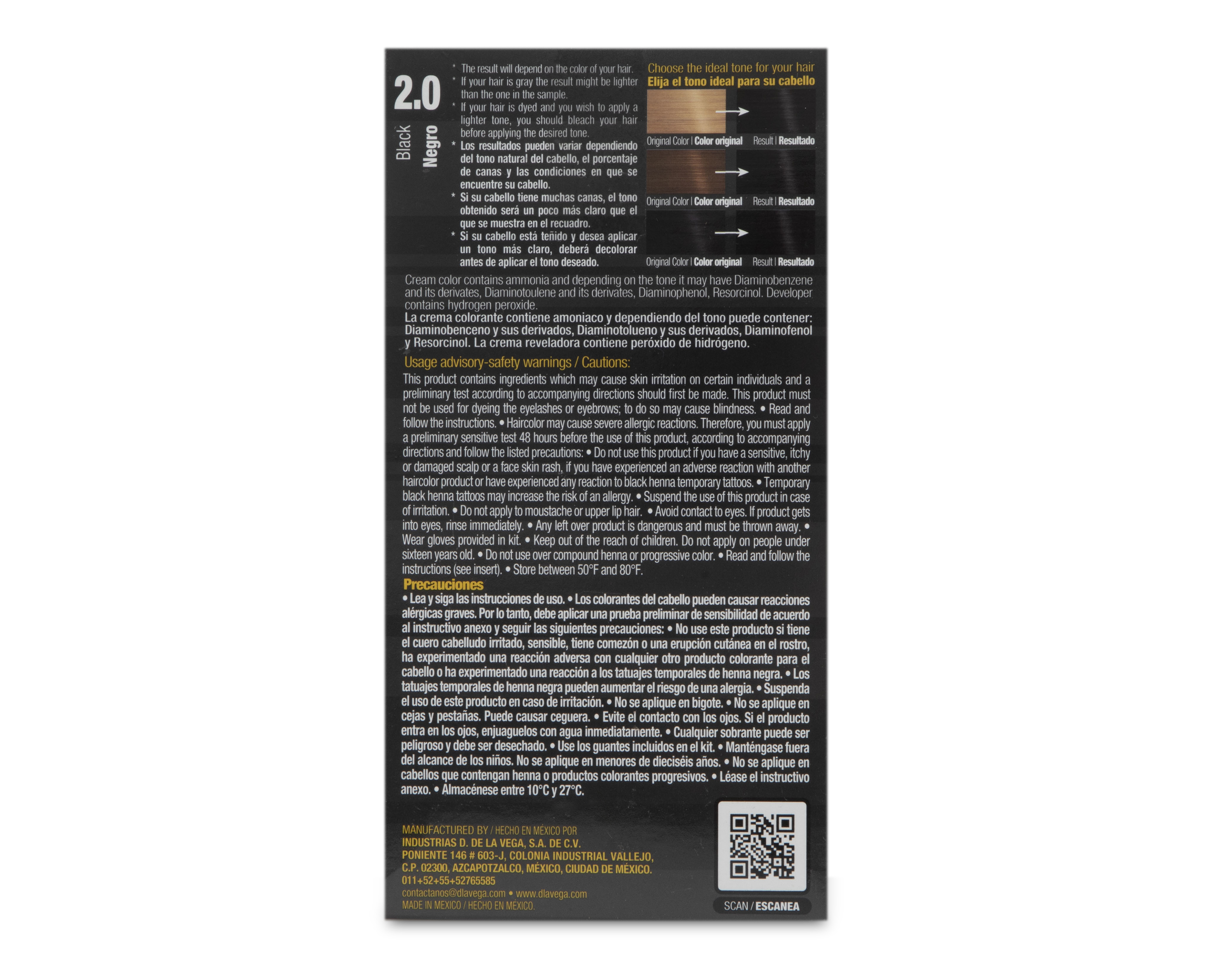 Foto 3 pulgar | Foto 2 | Tinte para Cabello D de la Vega Negro 2.0