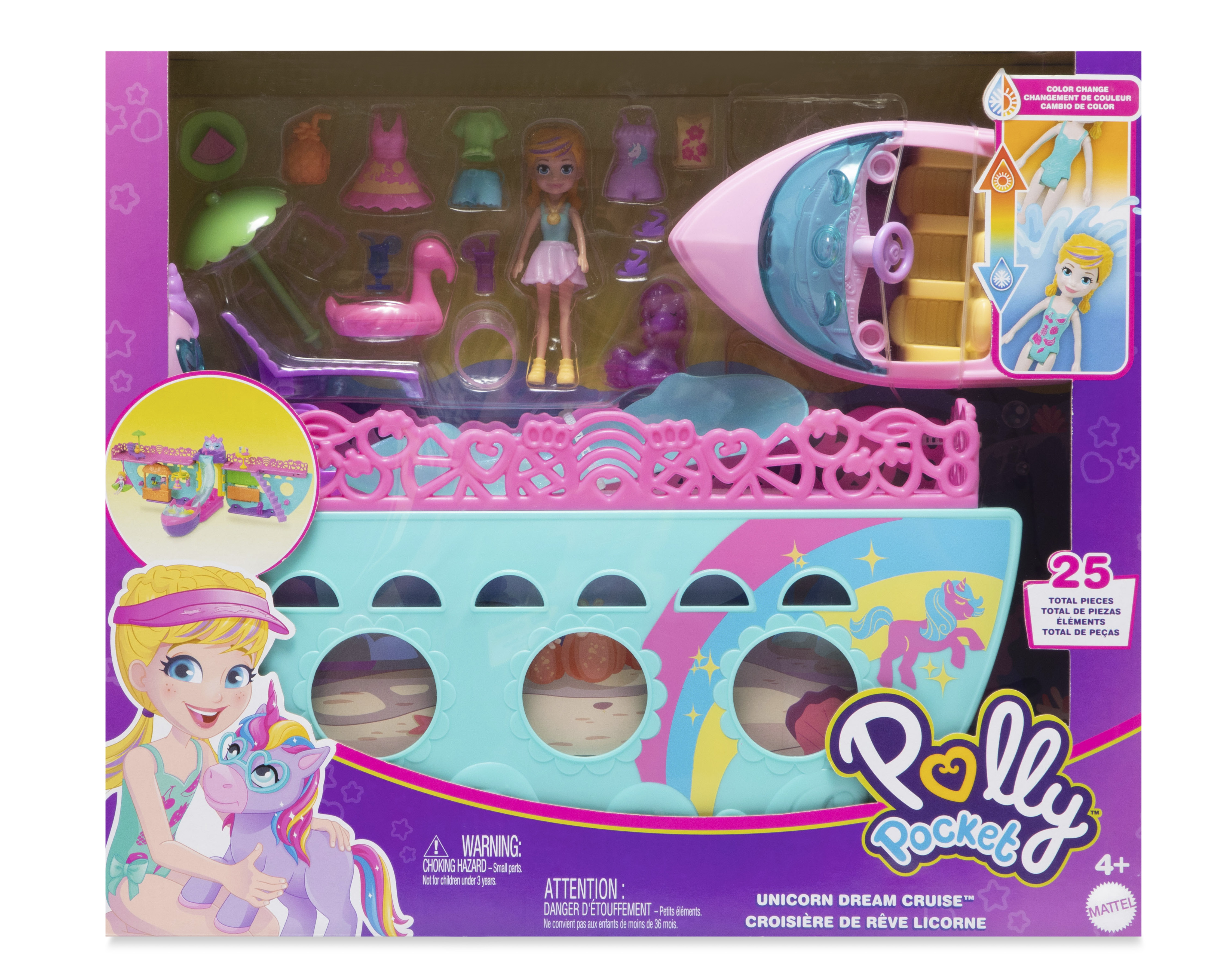 Foto 6 pulgar | Foto 5 | Bote de Unicornio de Juguete Polly Pocket