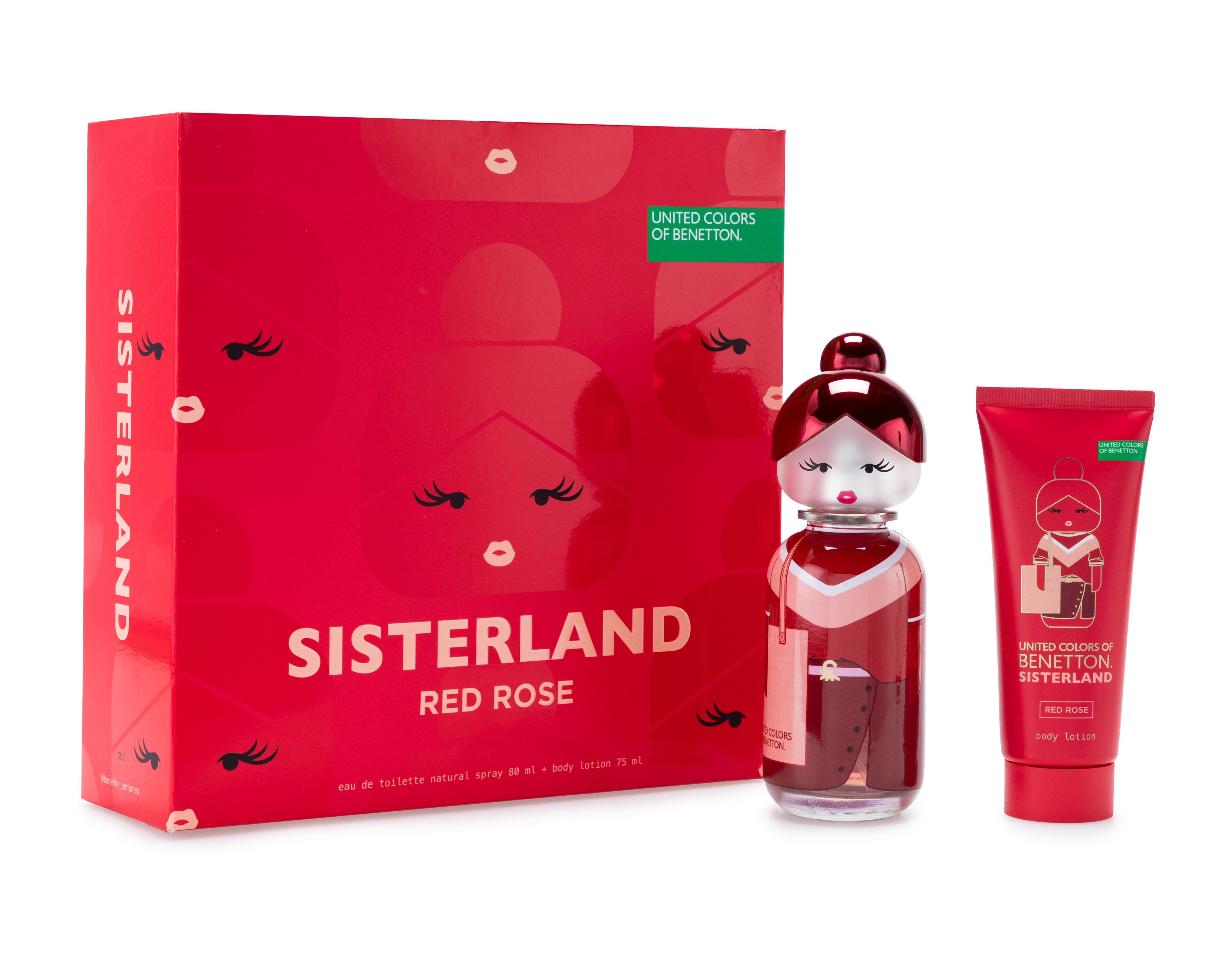 Foto 2 pulgar | Foto 1 | Estuche para Mujer United Colors Of Benetton Sisterland Red Rose 2 Piezas