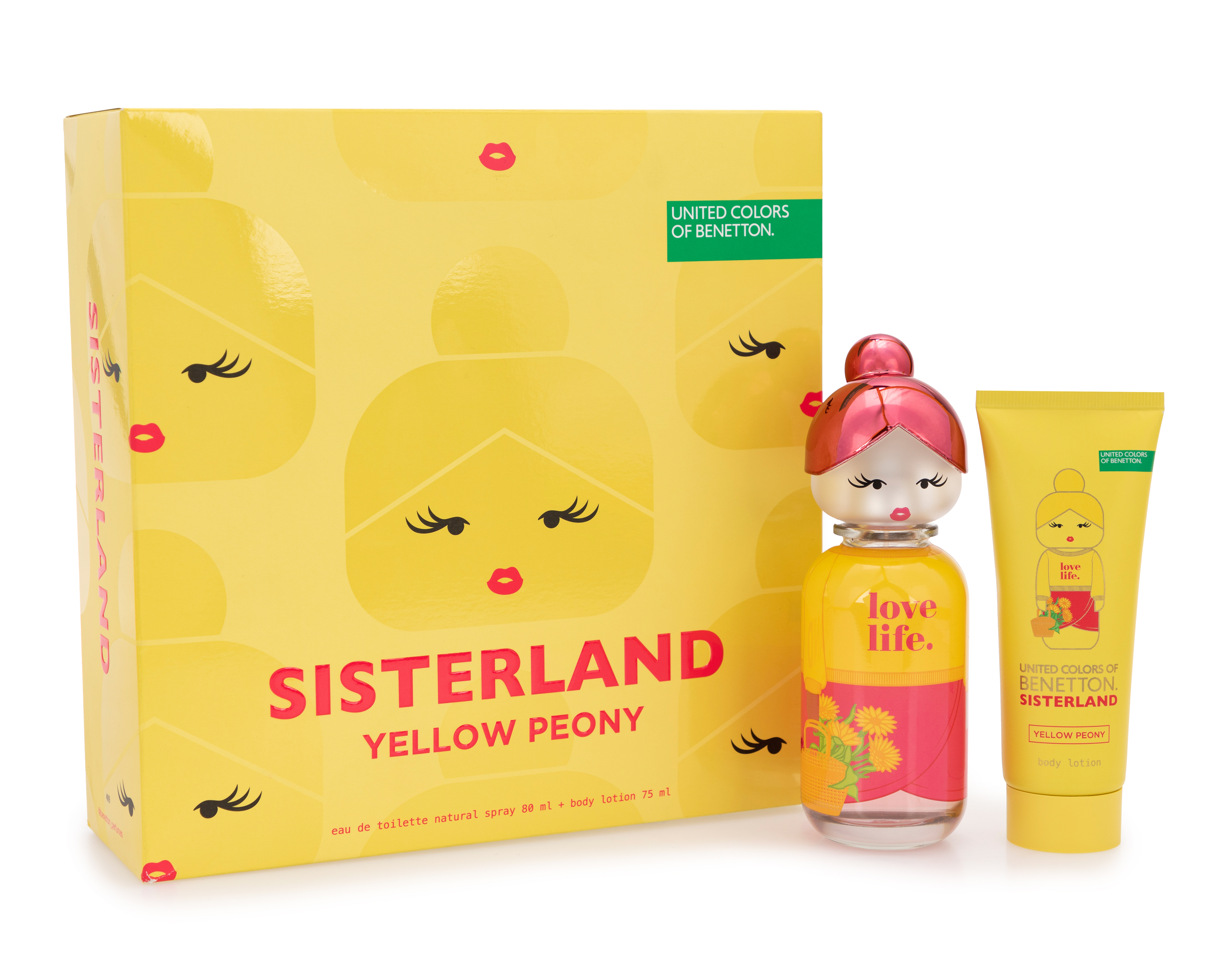 Foto 2 pulgar | Foto 1 | Estuche para Mujer United Colors Of Benetton Sisterland Yellow Peony 2 Piezas