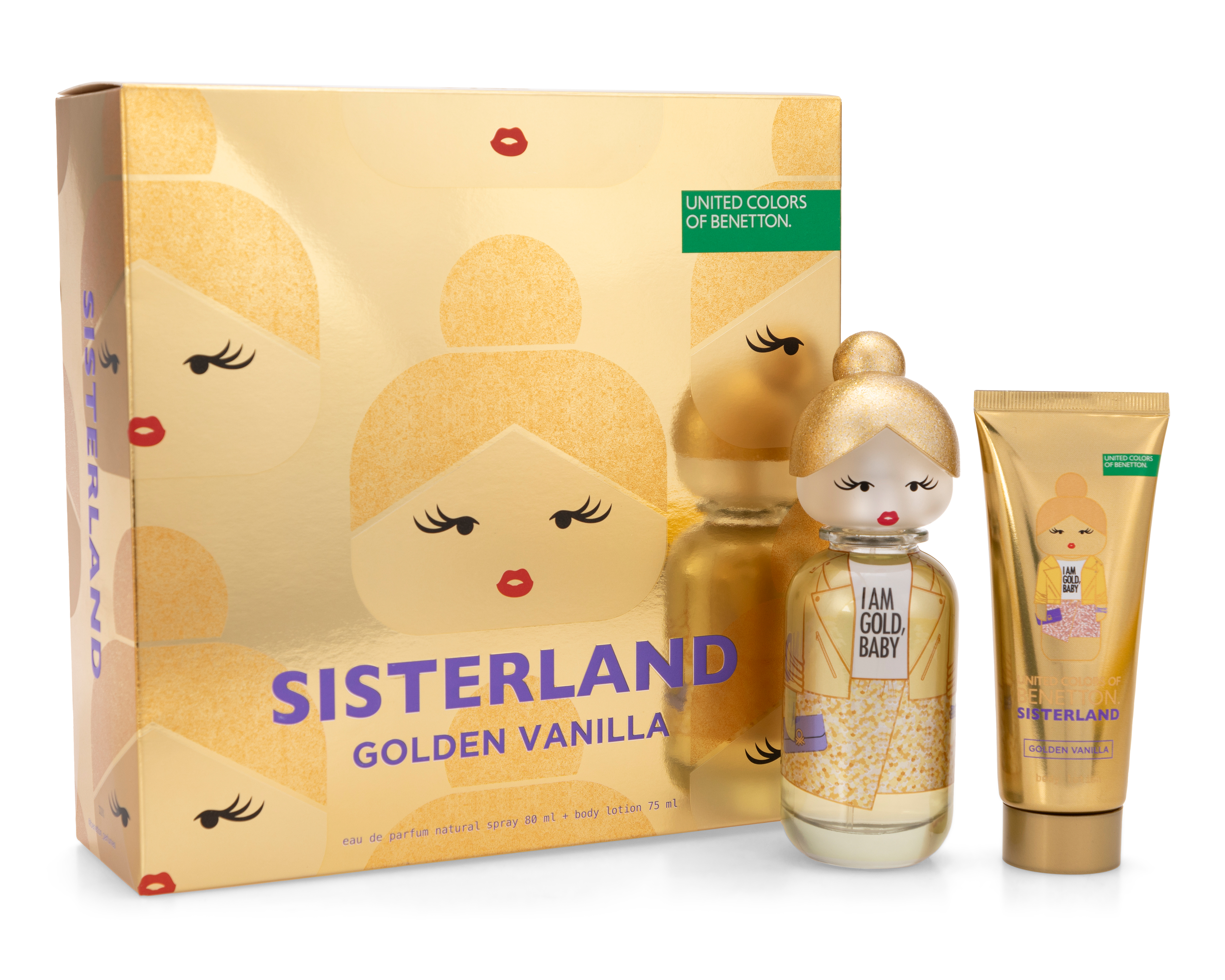Foto 2 pulgar | Foto 1 | Estuche para Mujer United Colors Of Benetton Sisterland Golden Vanilla 2 Piezas