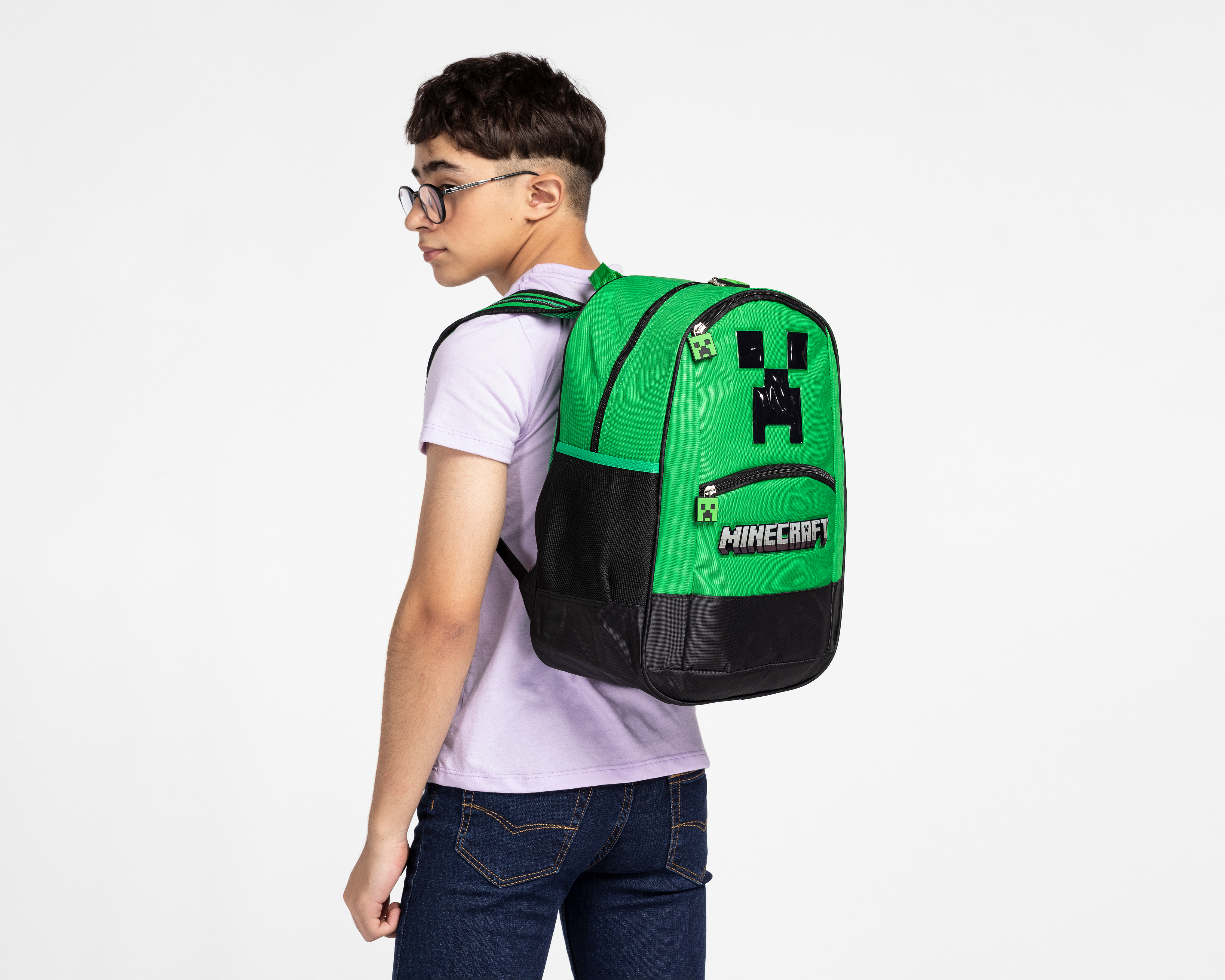 Foto 8 pulgar | Foto 7 | Mochila Escolar Minecraft Verde