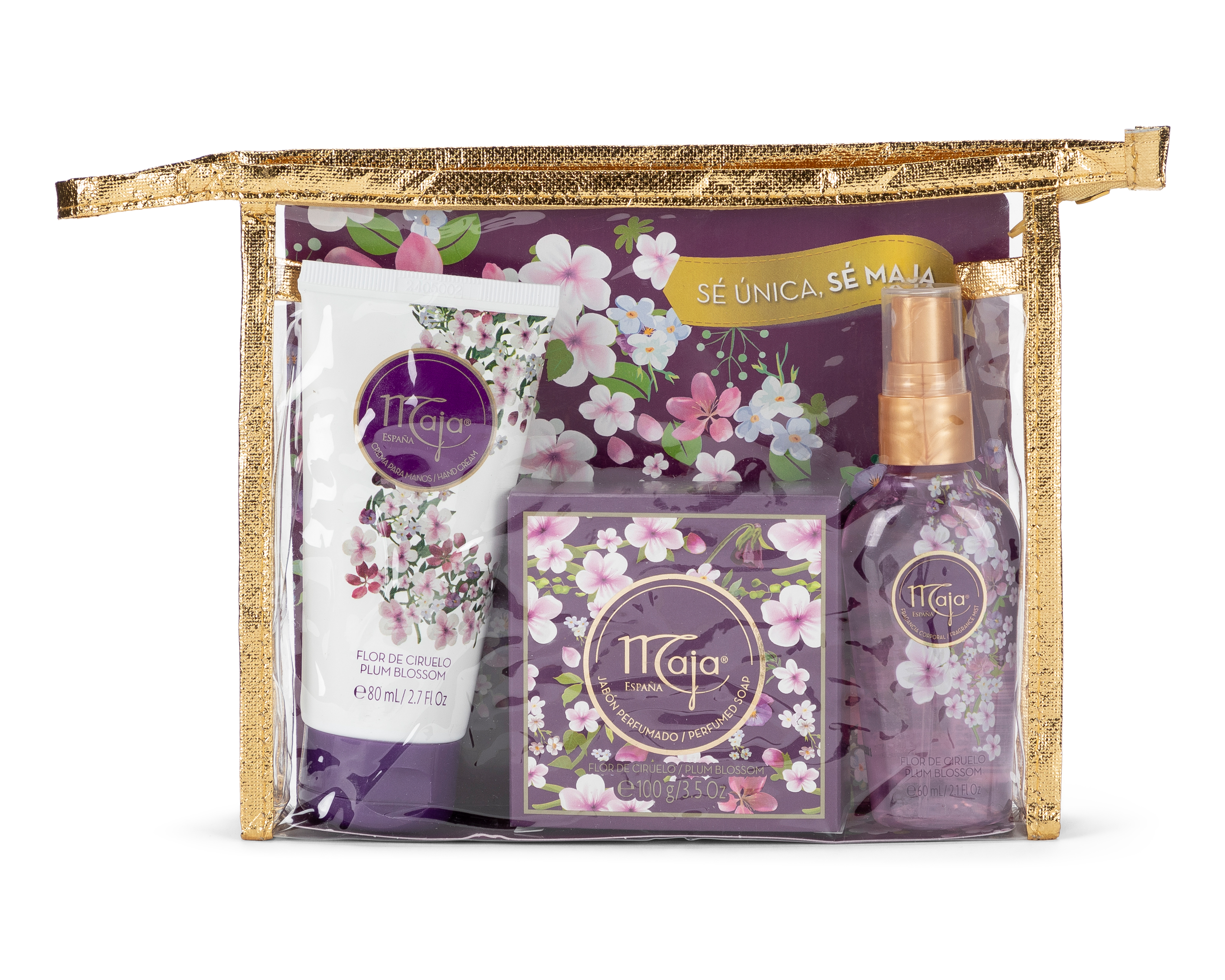 Loción Corporal y Accesorios Maja Flor de Ciruelo 3 Piezas