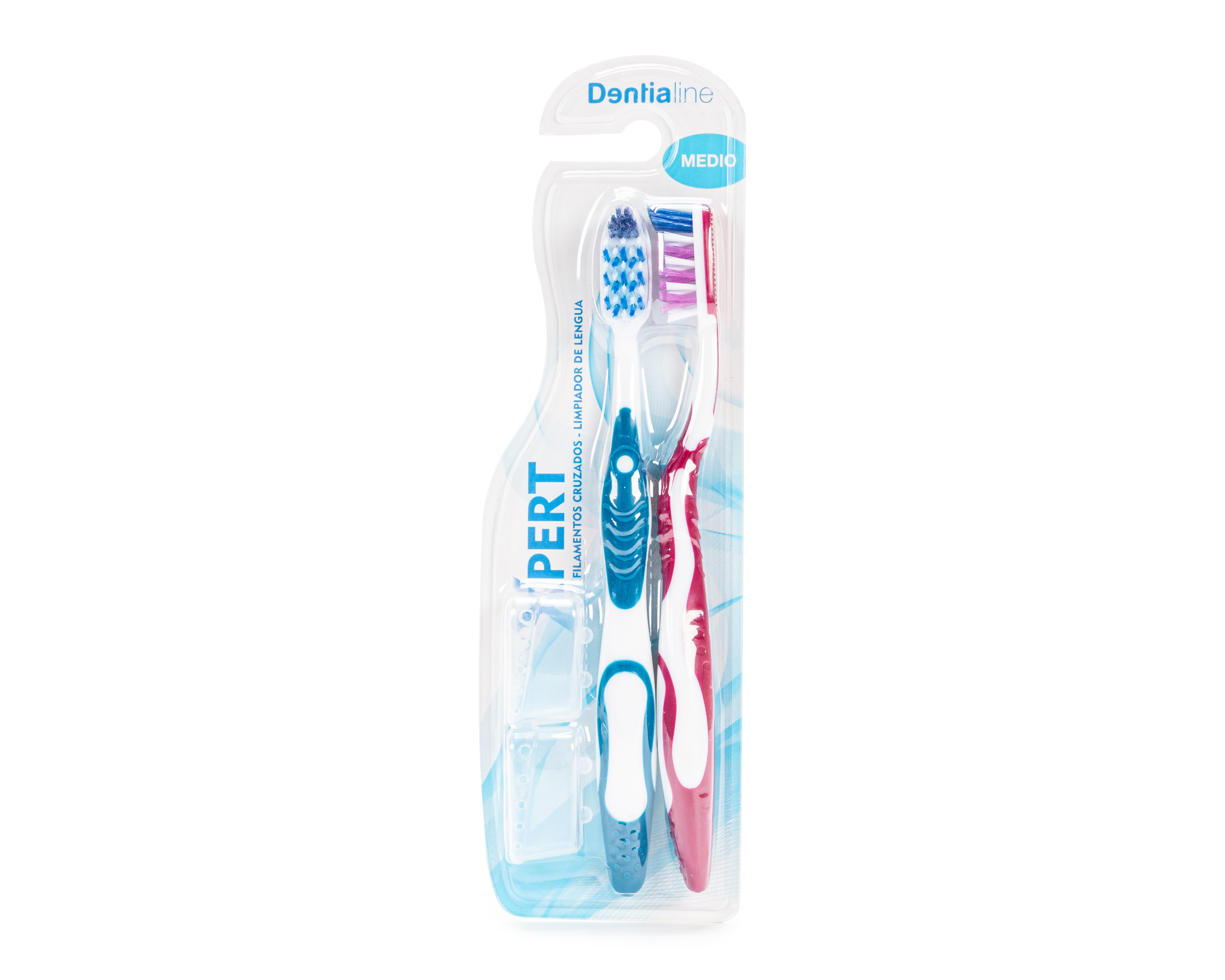 Foto 2 pulgar | Foto 1 | Cepillo de Dientes Medio con Tapaderas Dentialine XPert 2 Piezas