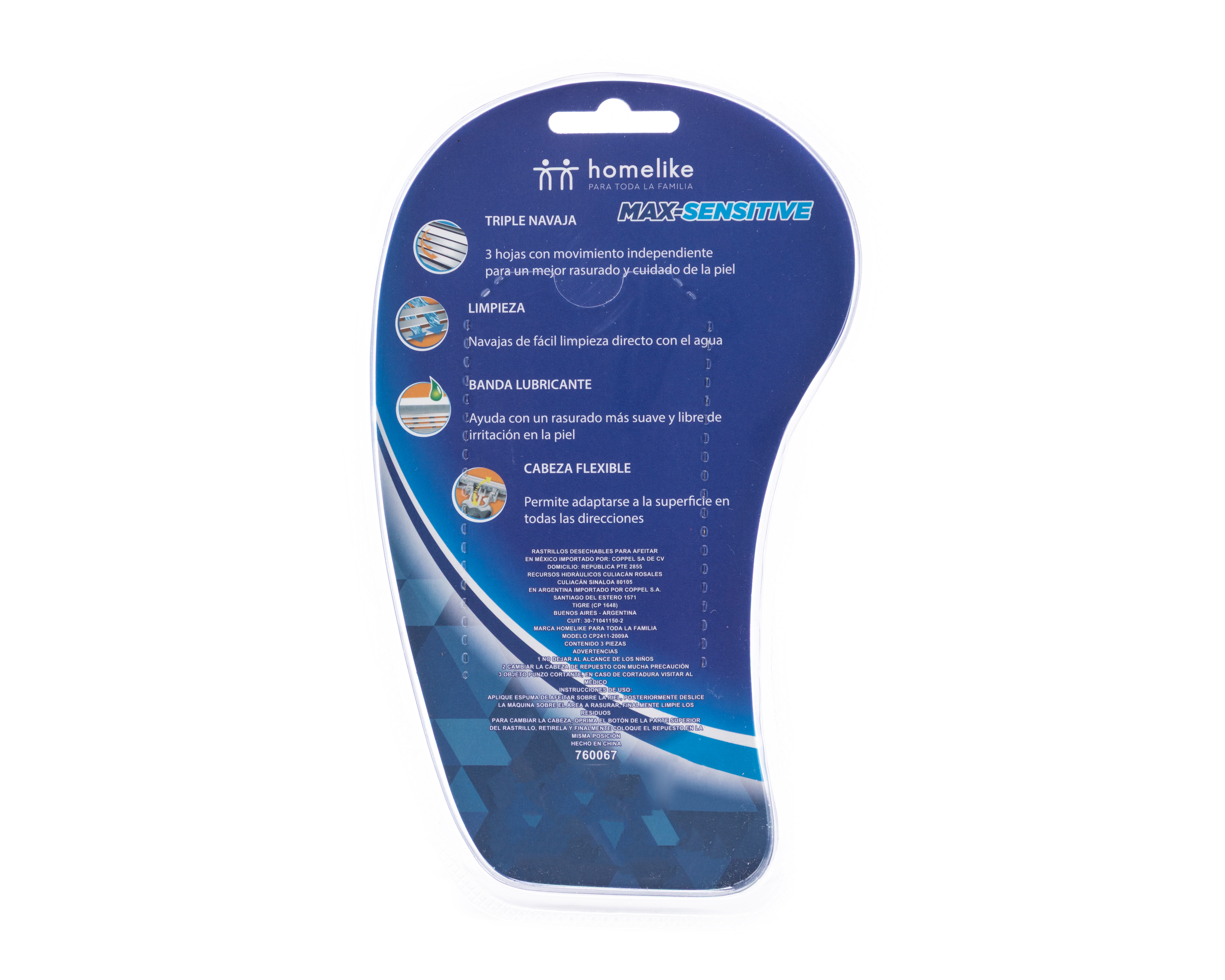 Foto 2 | Foto 2 | Rastrillo Homelike Max-Sensitive Triple Navaja 3 Piezas