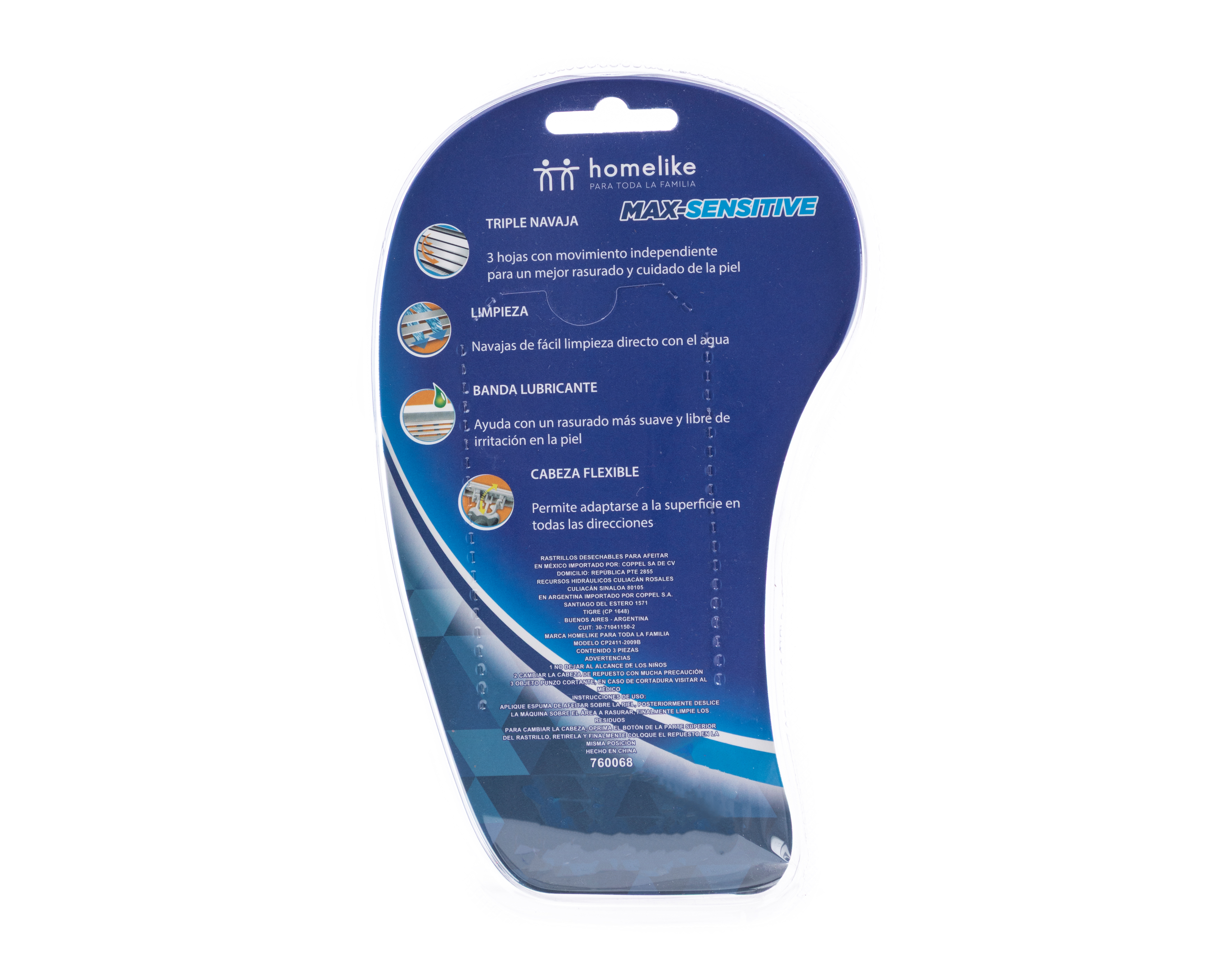 Foto 3 pulgar | Foto 2 | Rastrillo Homelike Max-Sensitive Triple Navaja 3 Piezas