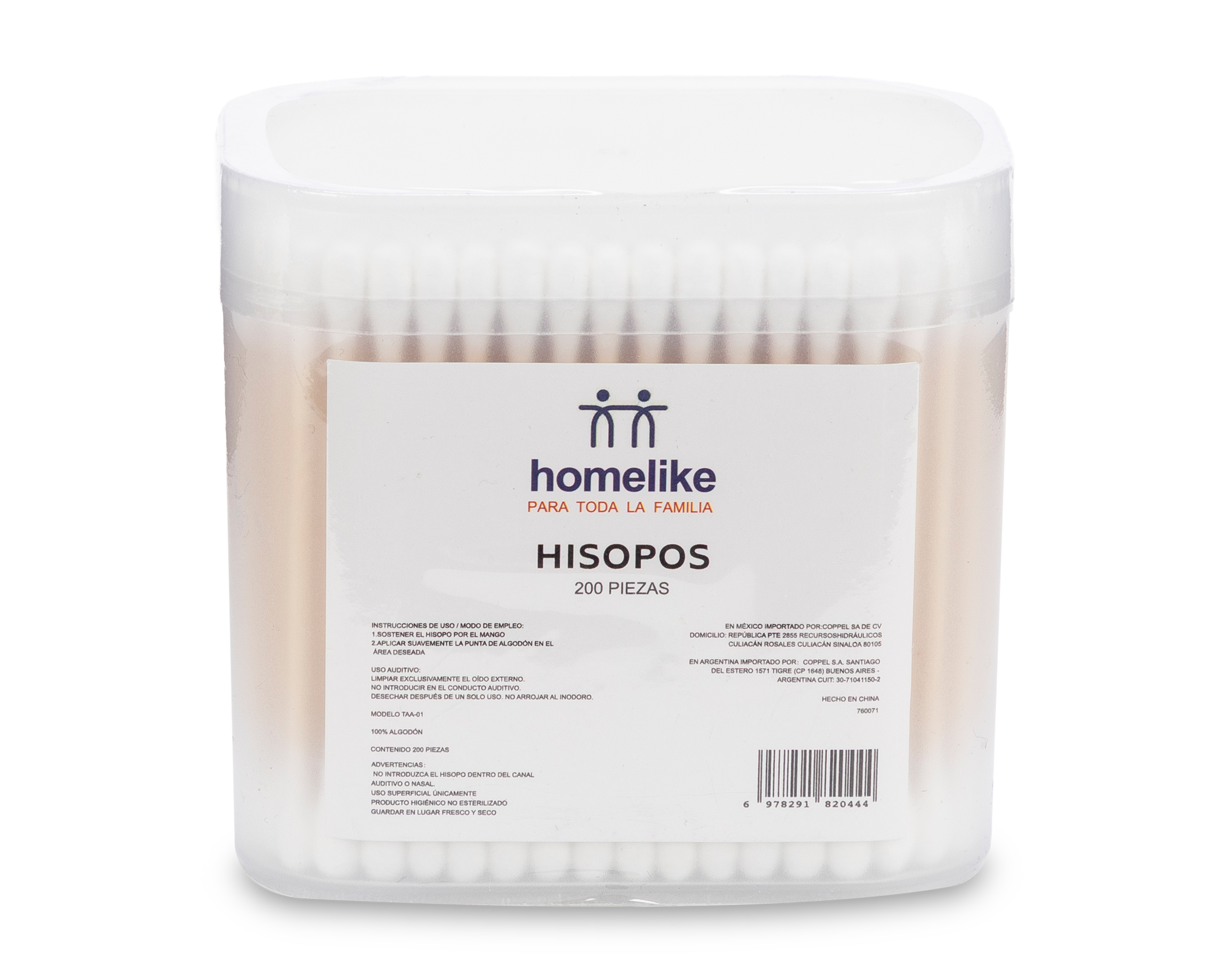 Hisopos de Algodón Homelike 200 Piezas