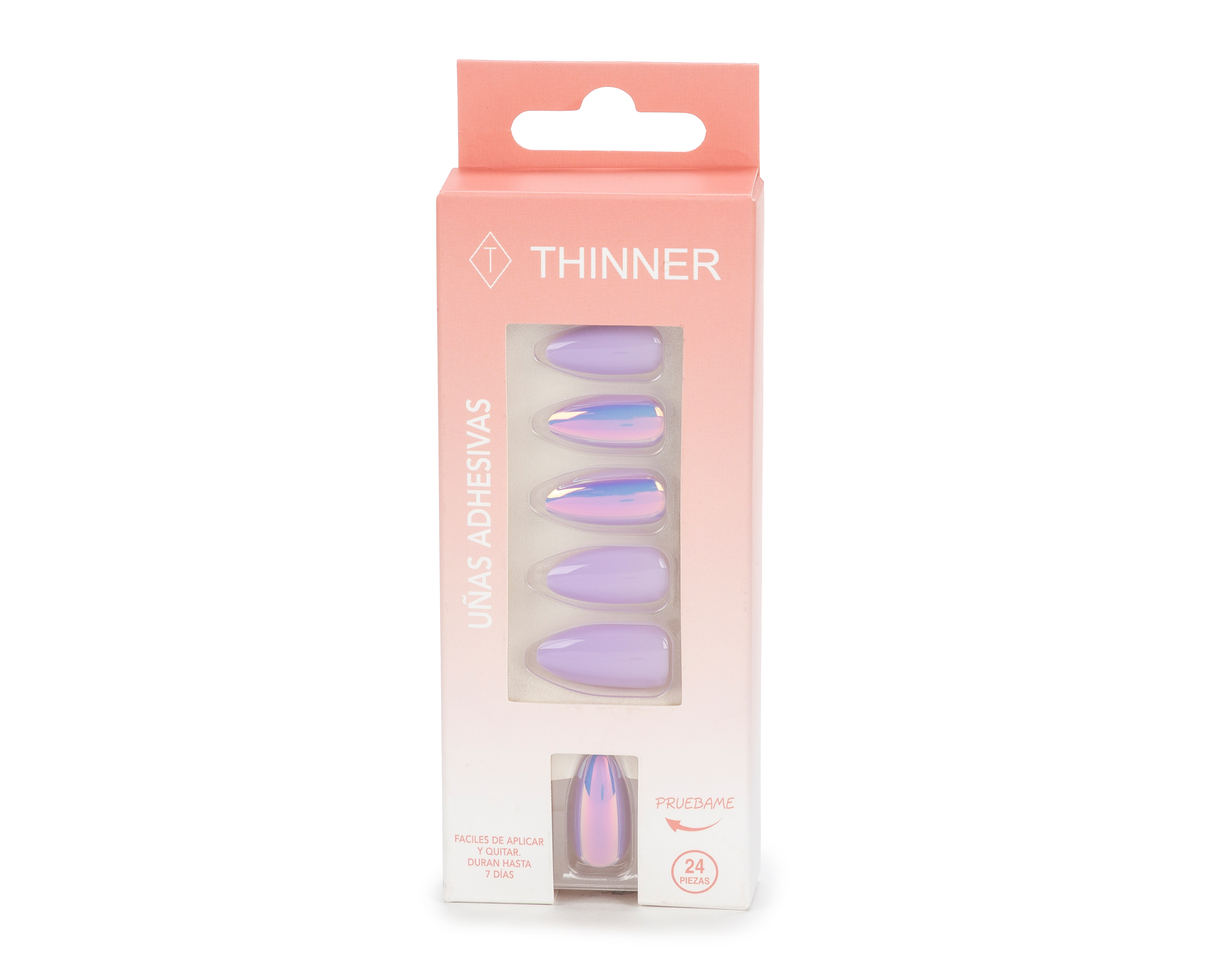 Uñas Postizas Thinner Tornasol 24 Piezas