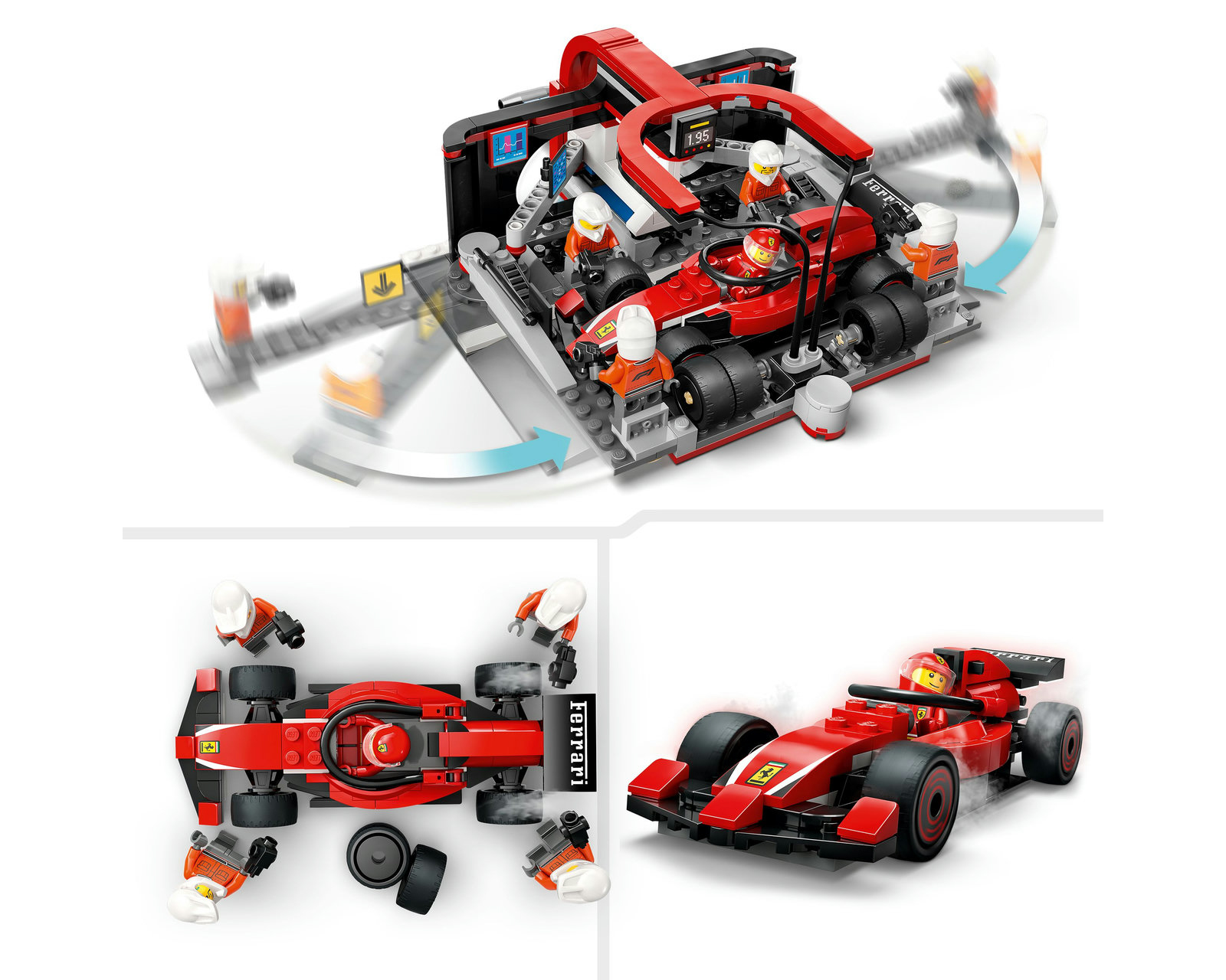 Foto 9 pulgar | Foto 8 | LEGO Parada en Boxes de F1 y Equipo de Mecánicos con Coche Ferrari