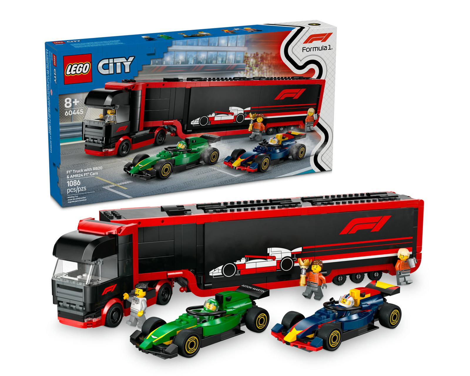 LEGO City: Camión de F1 con Coches de F1 RB20 y AMR24
