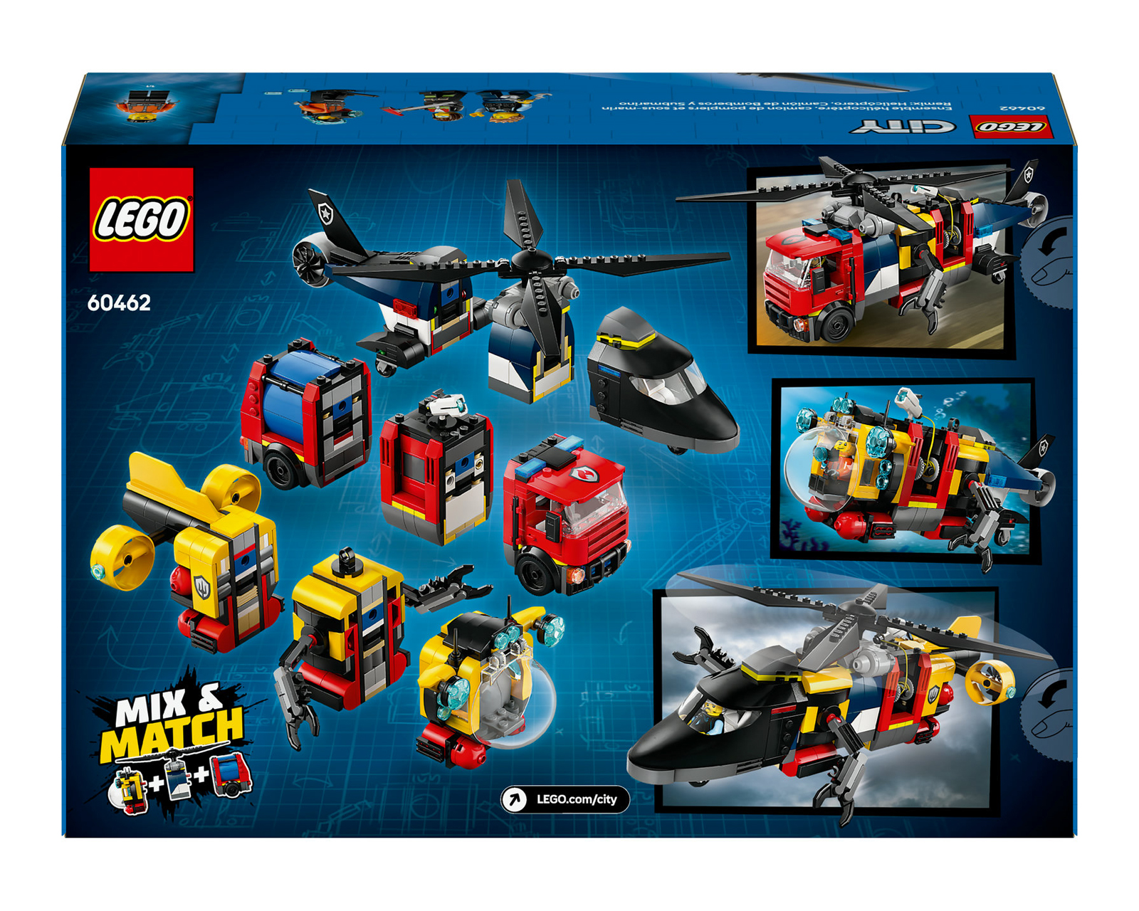 Foto 10 pulgar | Foto 9 | LEGO City: Remix Helicóptero Camión de Bomberos y Submarino