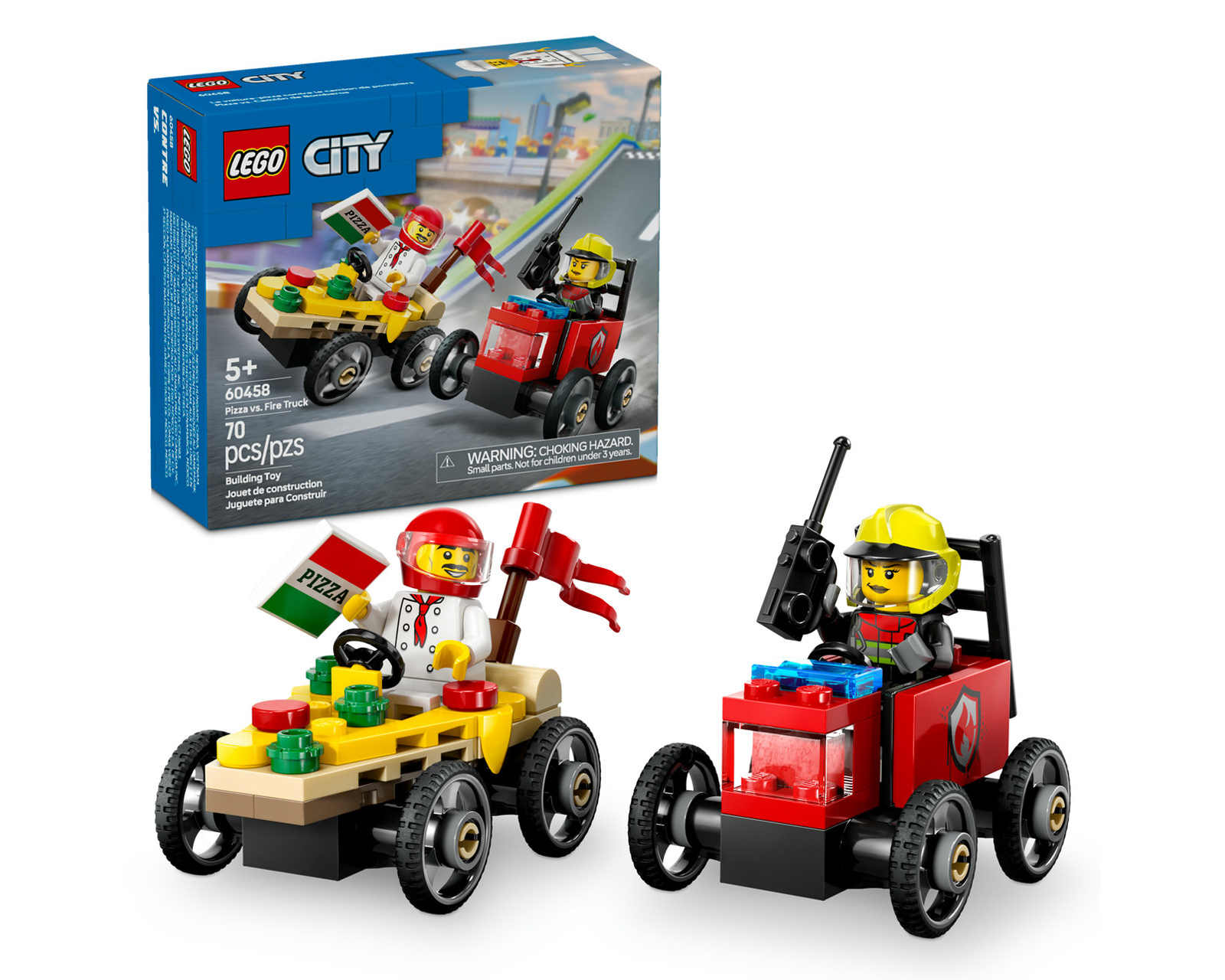 Foto 1 | Foto 1 | LEGO City: Pack de Coches de Carreras Pizza vs Camión de Bomberos
