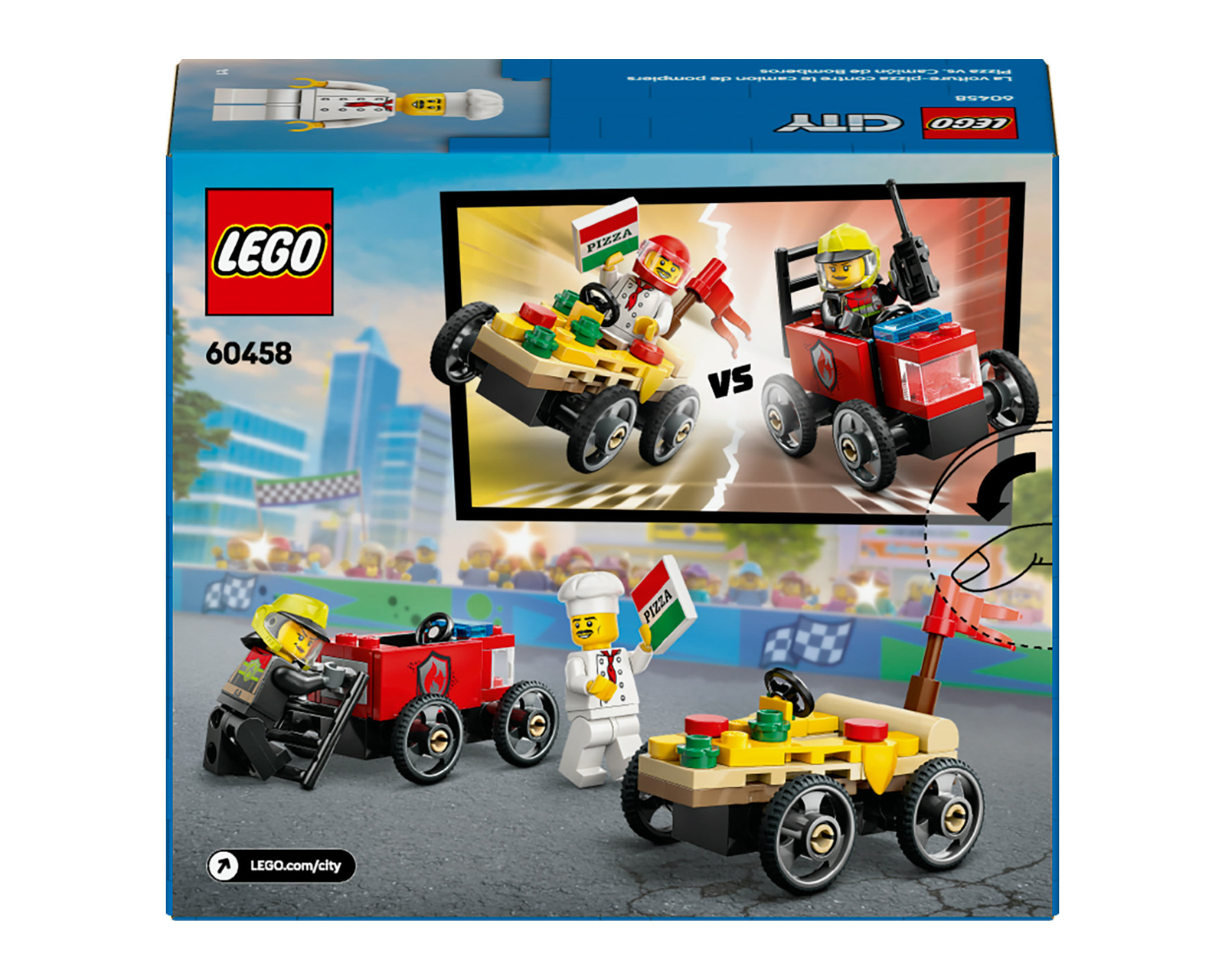 Foto 10 pulgar | Foto 9 | LEGO City: Pack de Coches de Carreras Pizza vs Camión de Bomberos