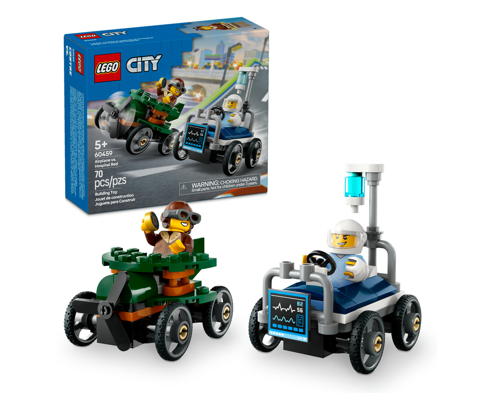 Foto 2 pulgar | Foto 1 | LEGO City: Pack de Coches de Carreras Avión vs Cama de Hospital