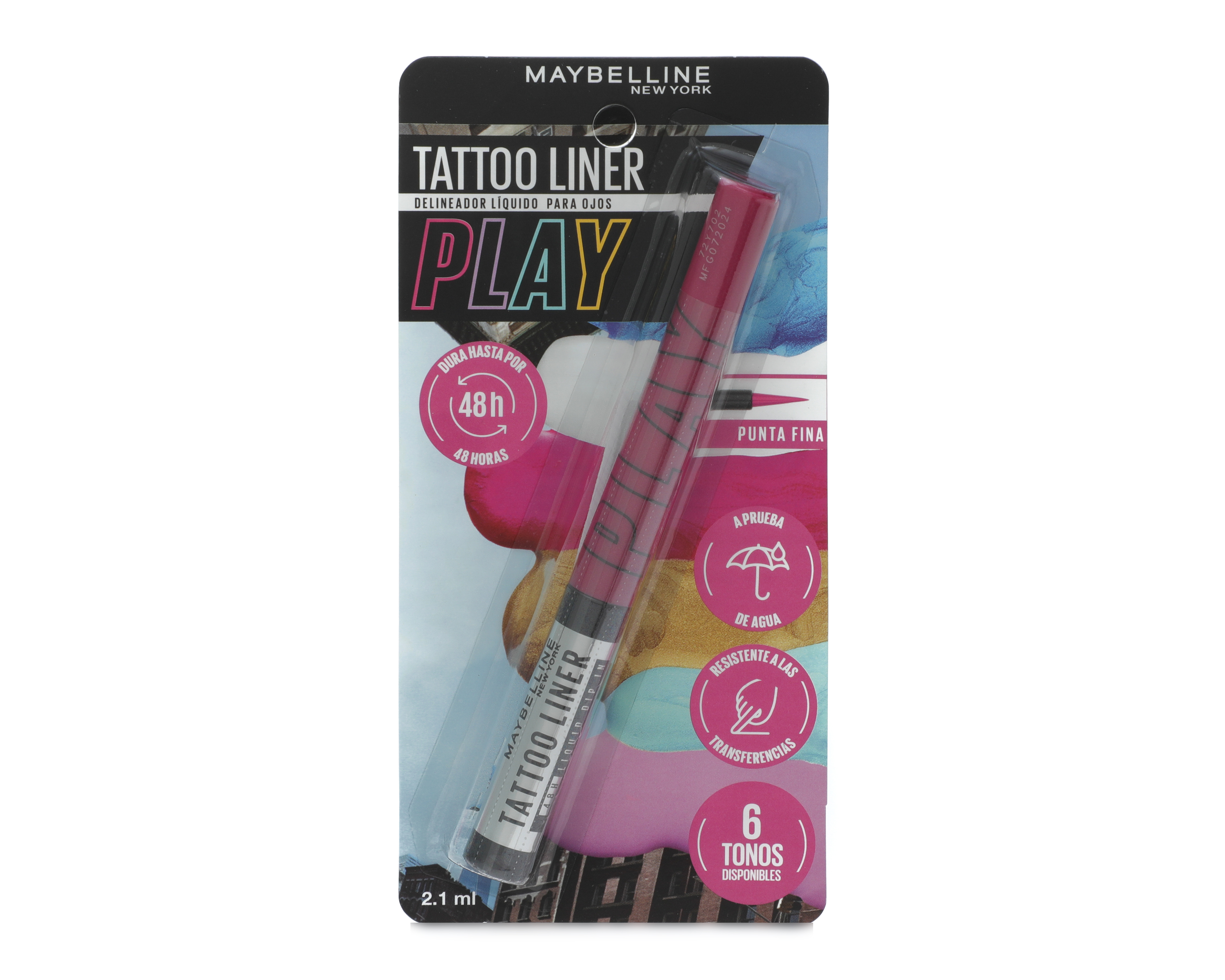 Foto 2 pulgar | Foto 1 | Delineador para Ojos Maybelline Tattoo Liner Play Magenta 2.1 ml