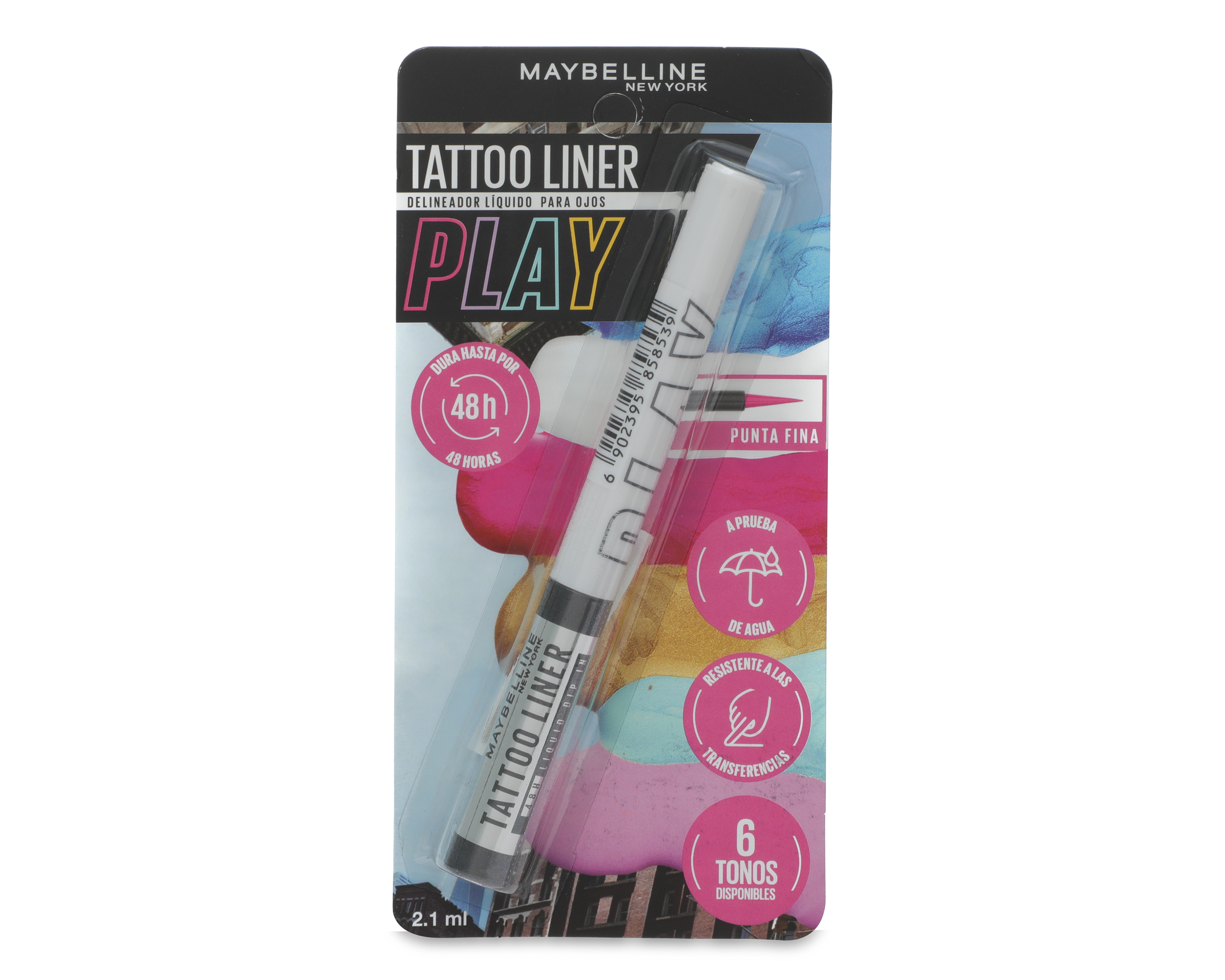 Foto 2 pulgar | Foto 1 | Delineador para Ojos Maybelline Tattoo Liner Play Blanco 2.1 ml