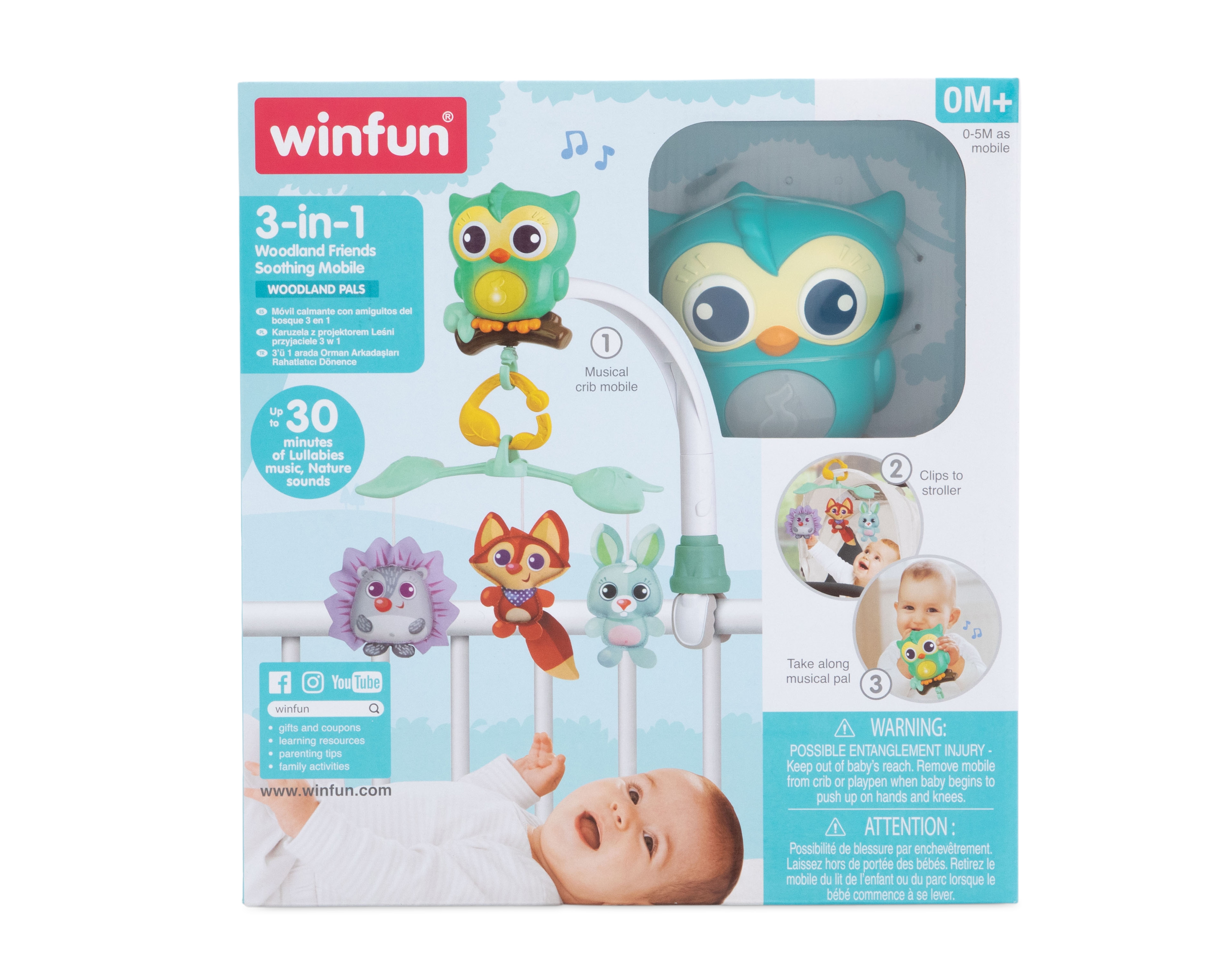 Móvil Calmante con Amiguitos del Bosque 3 en 1 Winfun