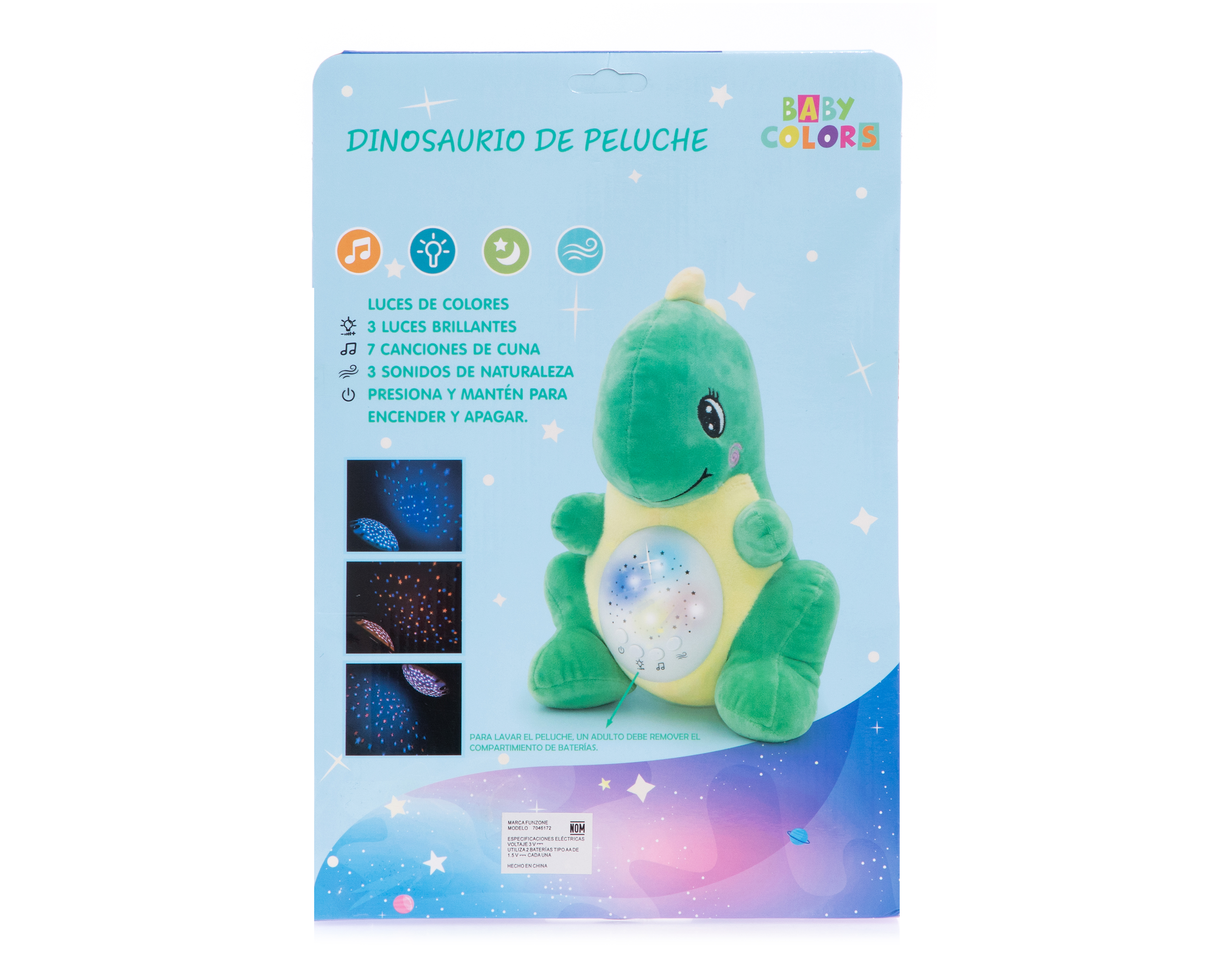 Foto 7 pulgar | Foto 6 | Dinosaurio de Peluche Baby Colors con Luces y Sonidos