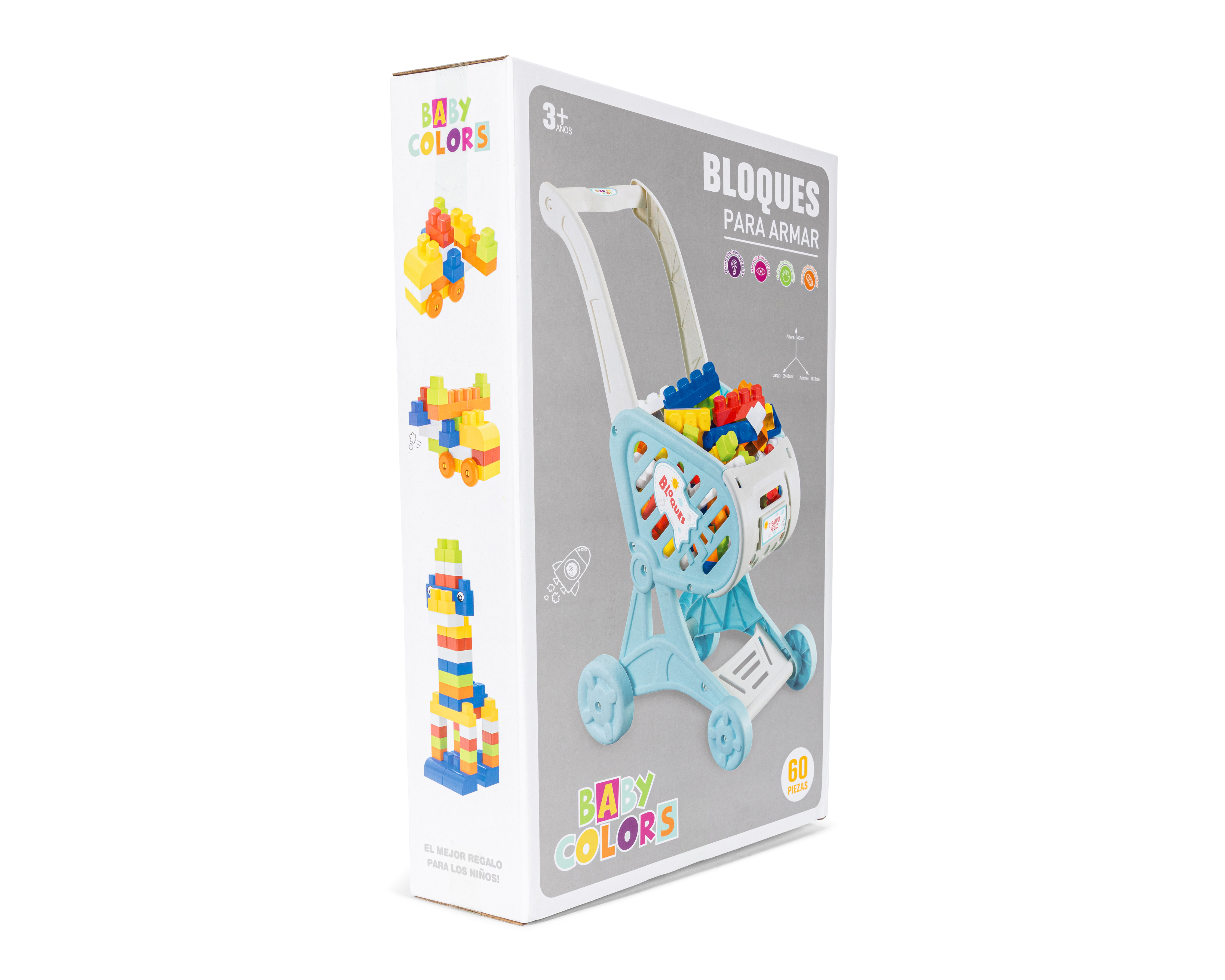 Foto 3 pulgar | Foto 2 | Carrito de Supermercado con Bloques de Construcción Baby Colors 60 Piezas