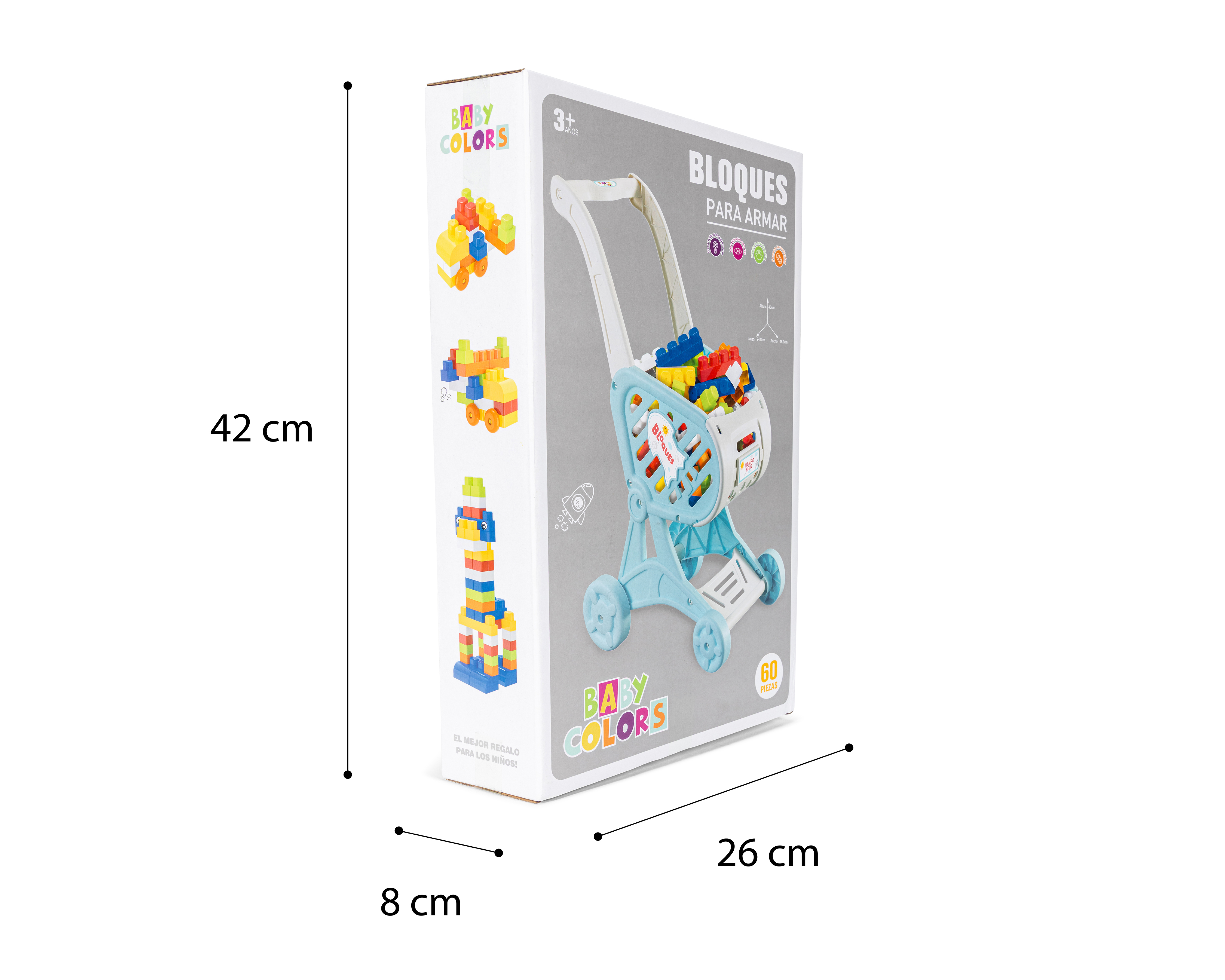 Foto 6 pulgar | Foto 5 | Carrito de Supermercado con Bloques de Construcción Baby Colors 60 Piezas