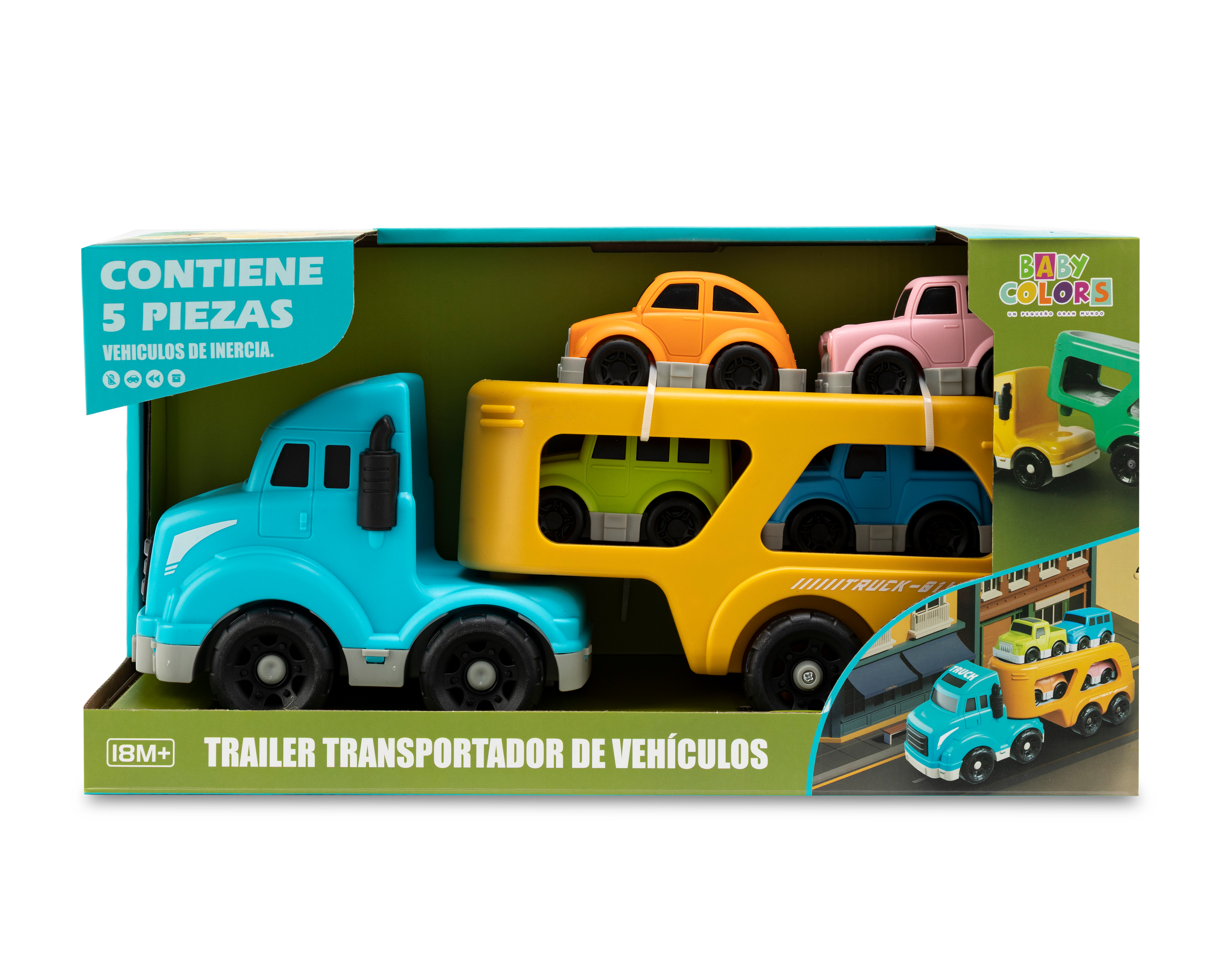 Foto 5 pulgar | Foto 4 | Tráiler Transportador de Vehículos Baby Colors 5 Piezas