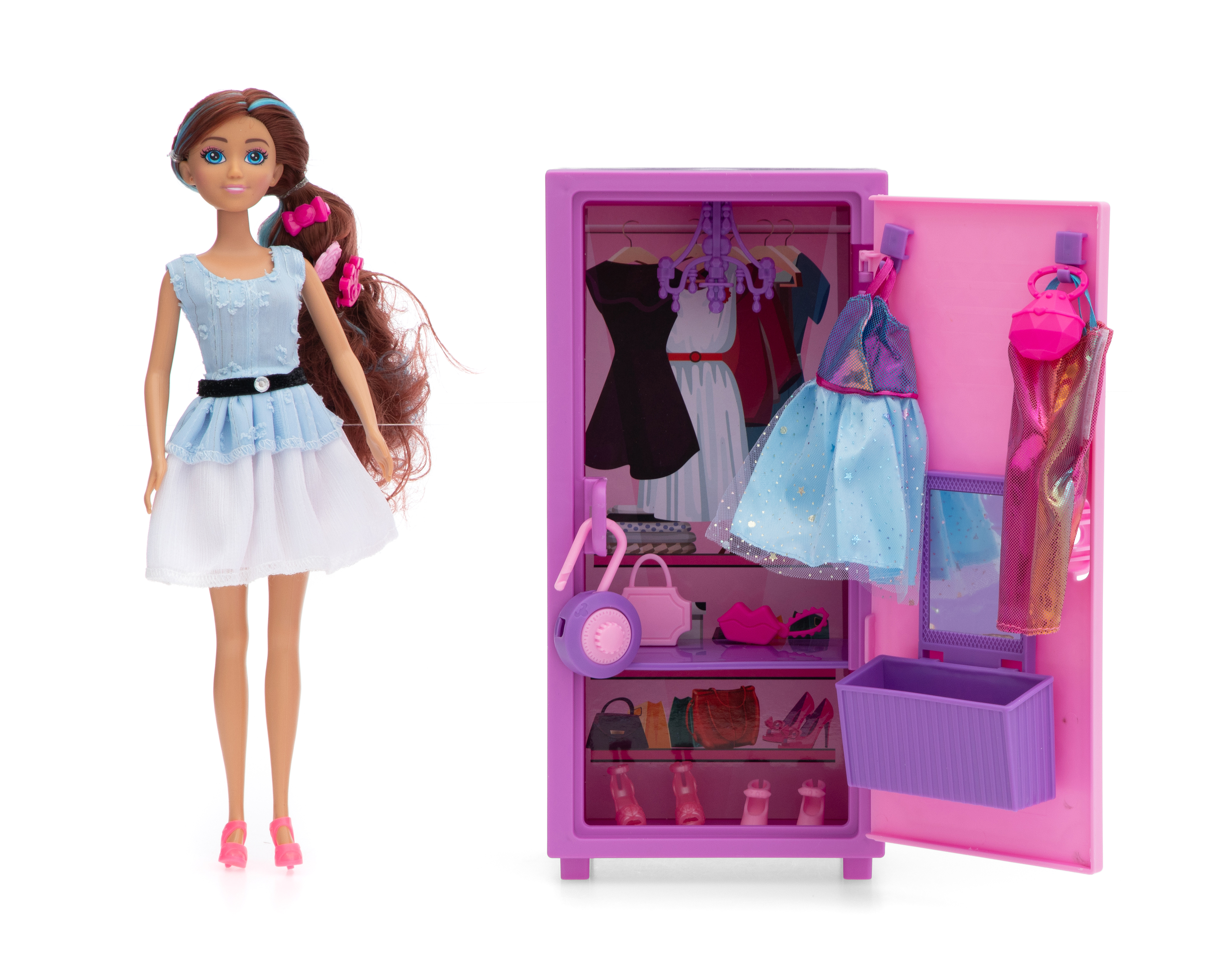 Muñeca Belúla con Ropero 14 Piezas