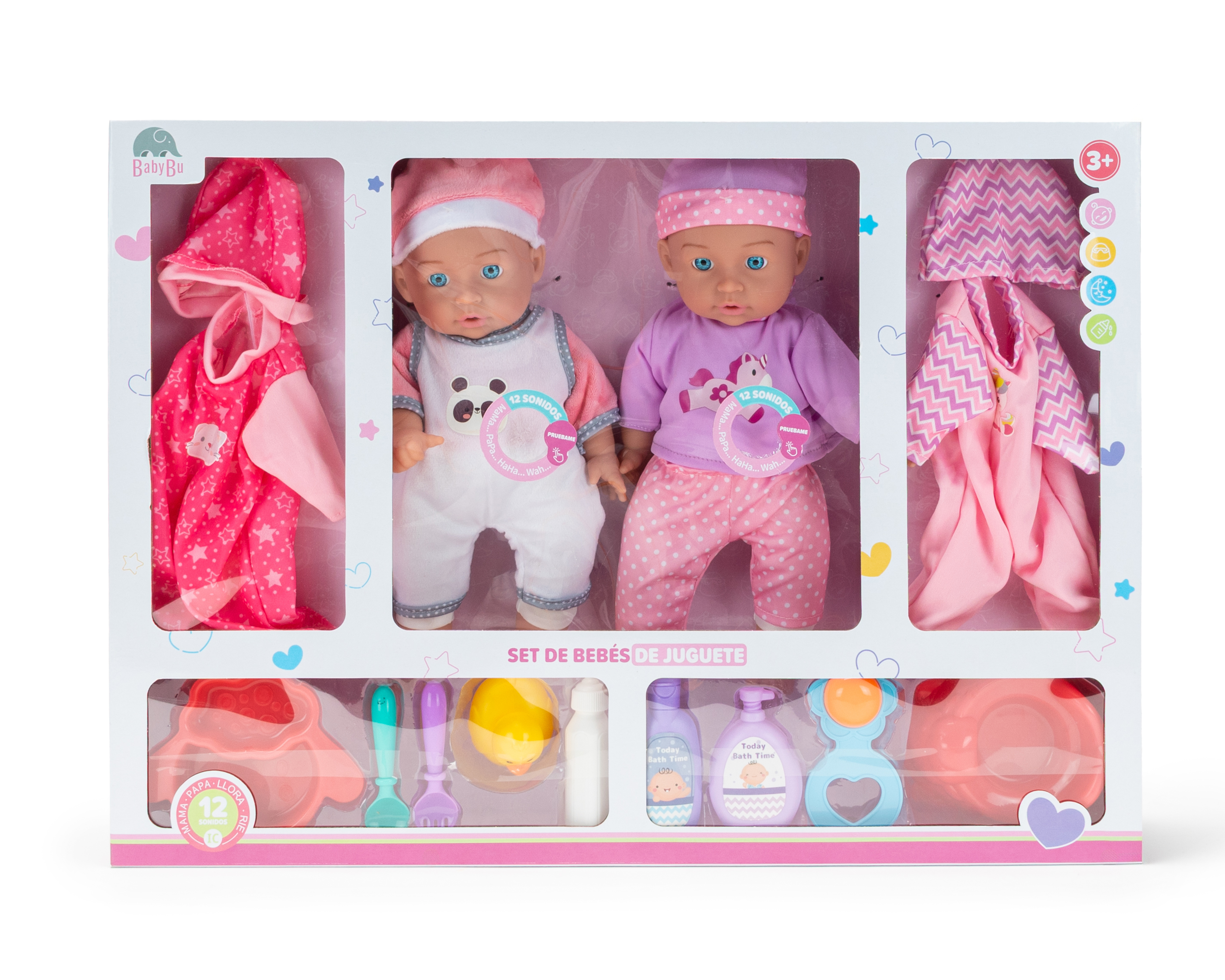 Muñeca Baby Bu 2 Piezas con Accesorios