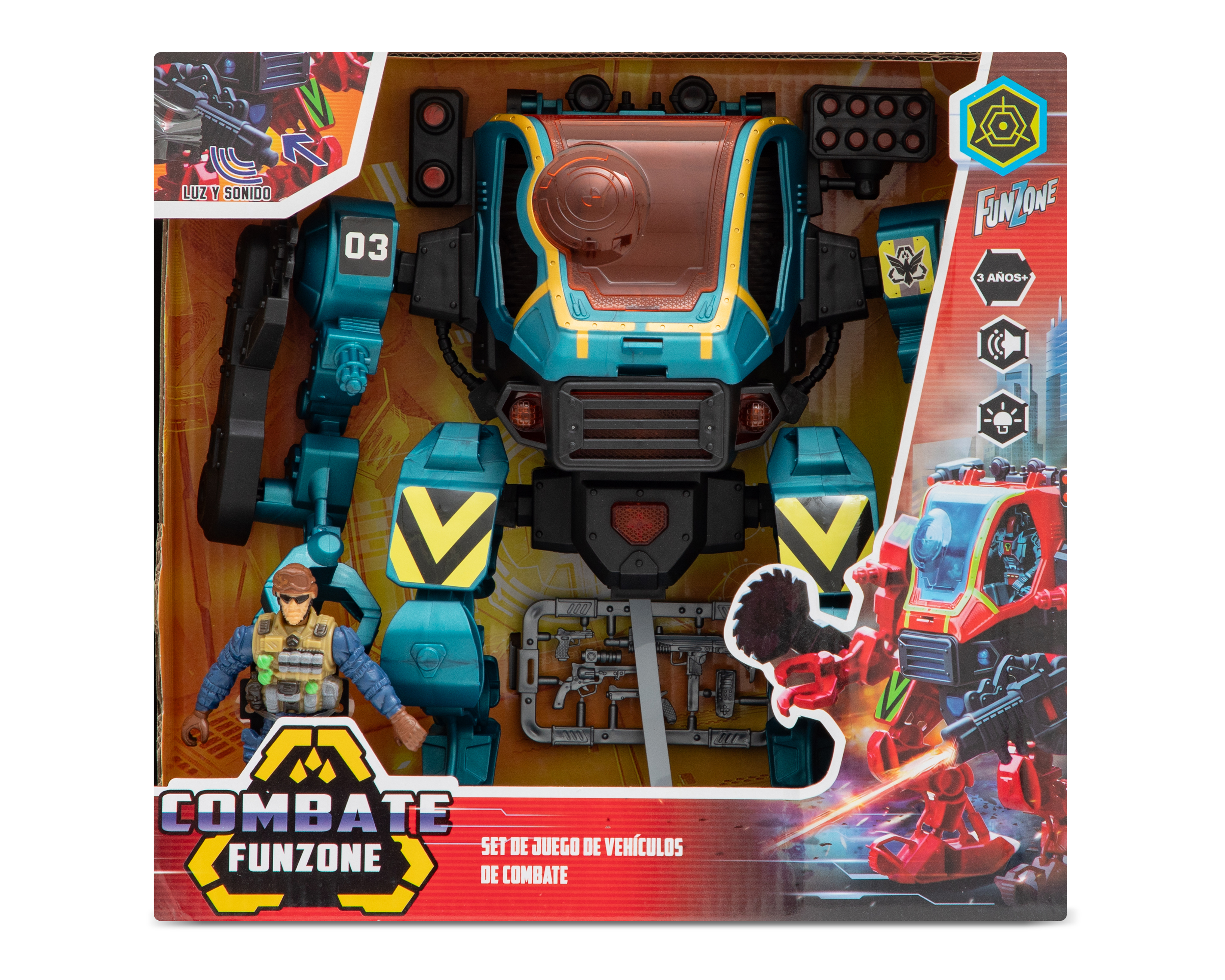 Foto 4 pulgar | Foto 3 | Robot Vehículo de Combate Funzone con Luz y Sonido