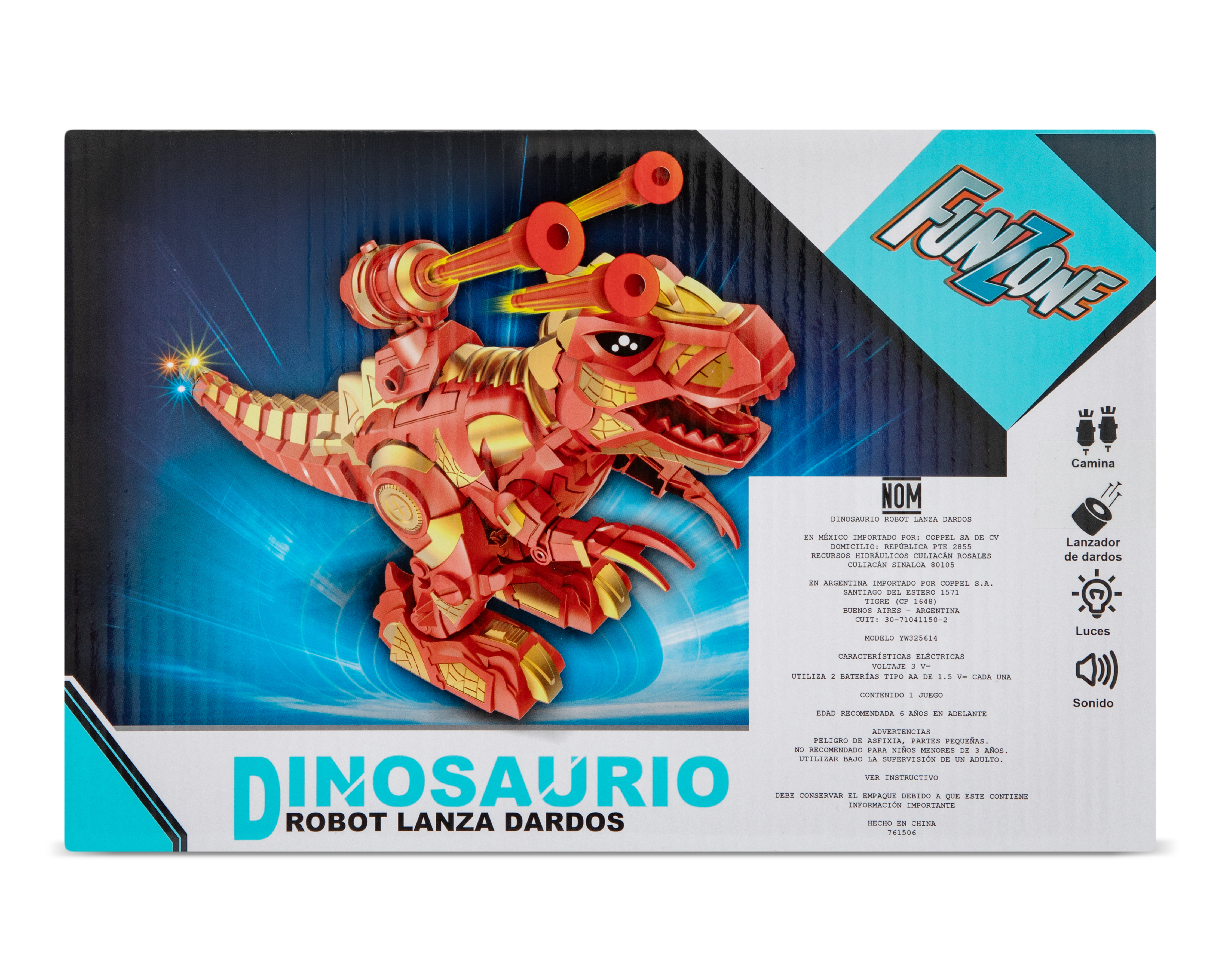 Foto 5 pulgar | Foto 4 | Dinosaurio Robot Lanzadardos Funzone Rojo