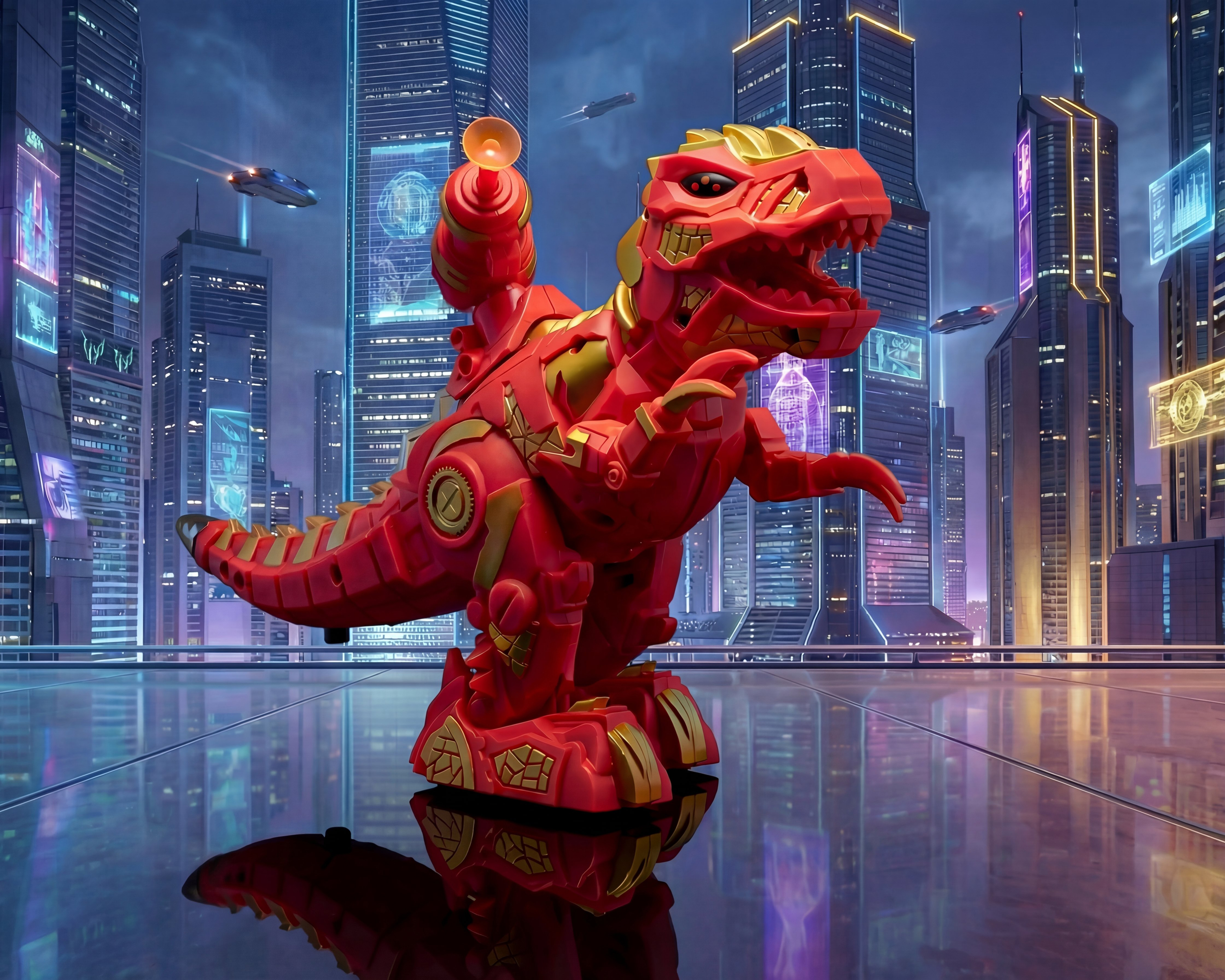 Foto 7 pulgar | Foto 6 | Dinosaurio Robot Lanzadardos Funzone Rojo