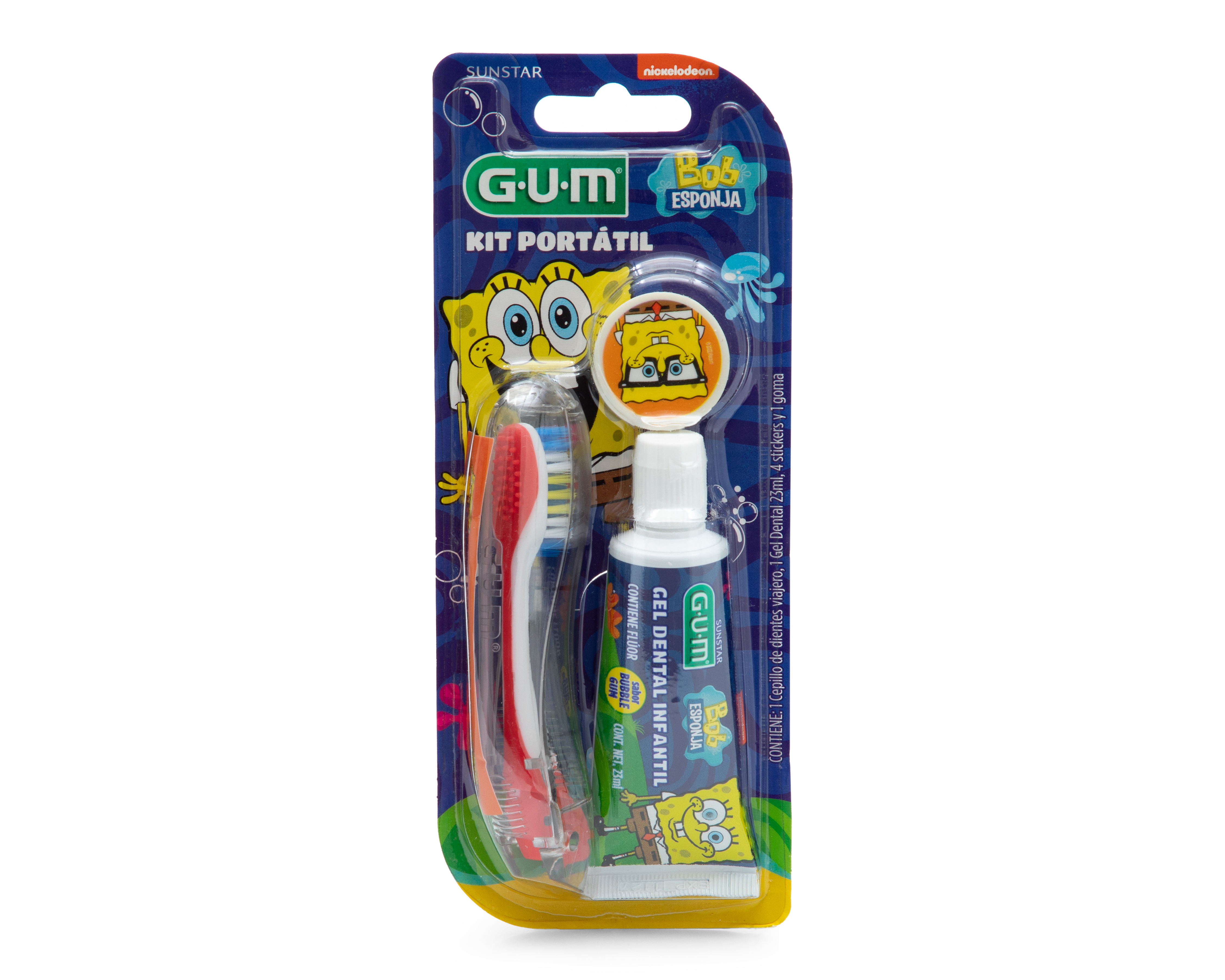 Kit de Viaje para Higiene Bucal Gum Bob Esponja 4 Piezas