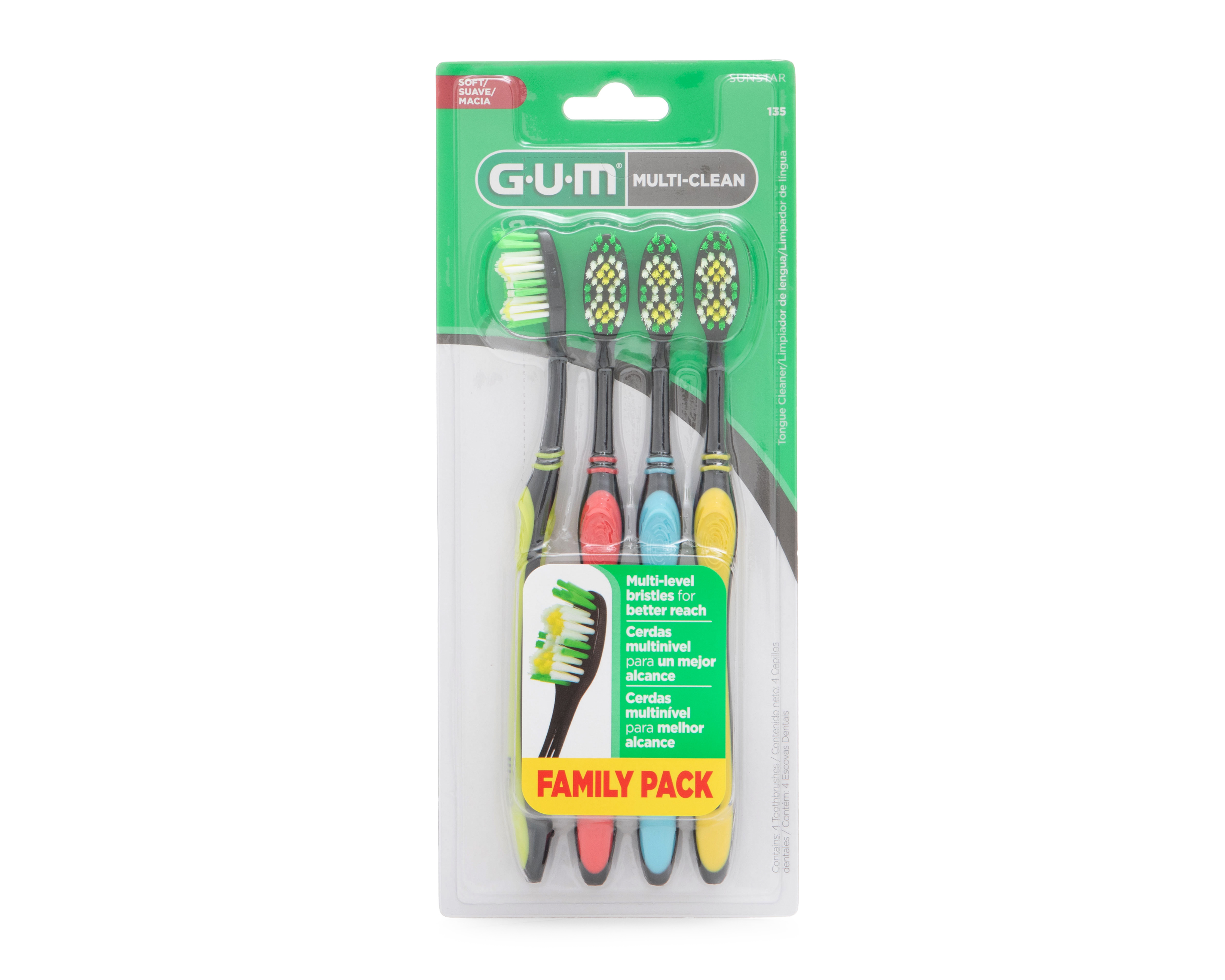 Foto 1 | Foto 1 | Cepillo de Dientes Suave Family Pack Gum Multi-Clean 4 Piezas
