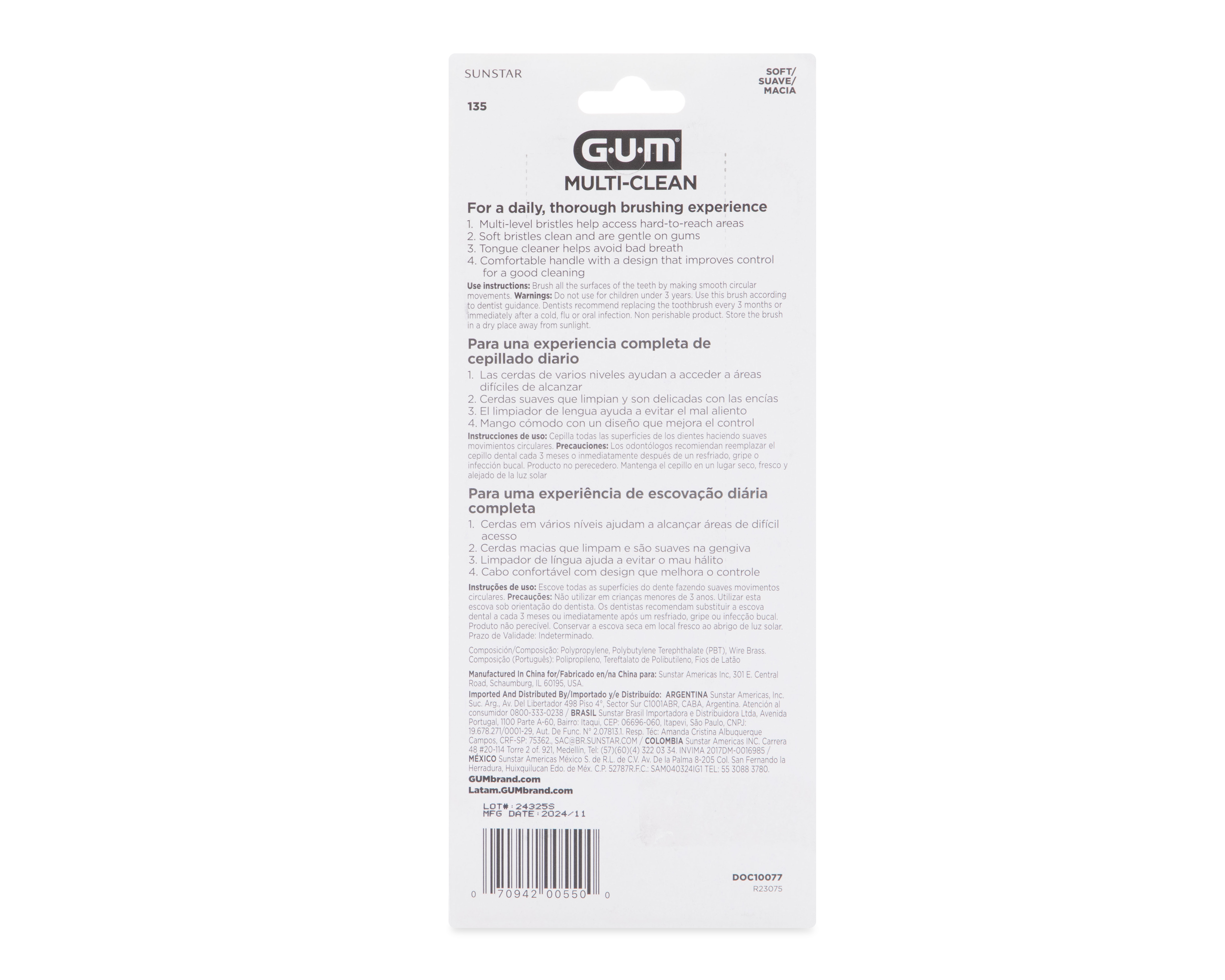 Foto 2 | Foto 2 | Cepillo de Dientes Suave Family Pack Gum Multi-Clean 4 Piezas