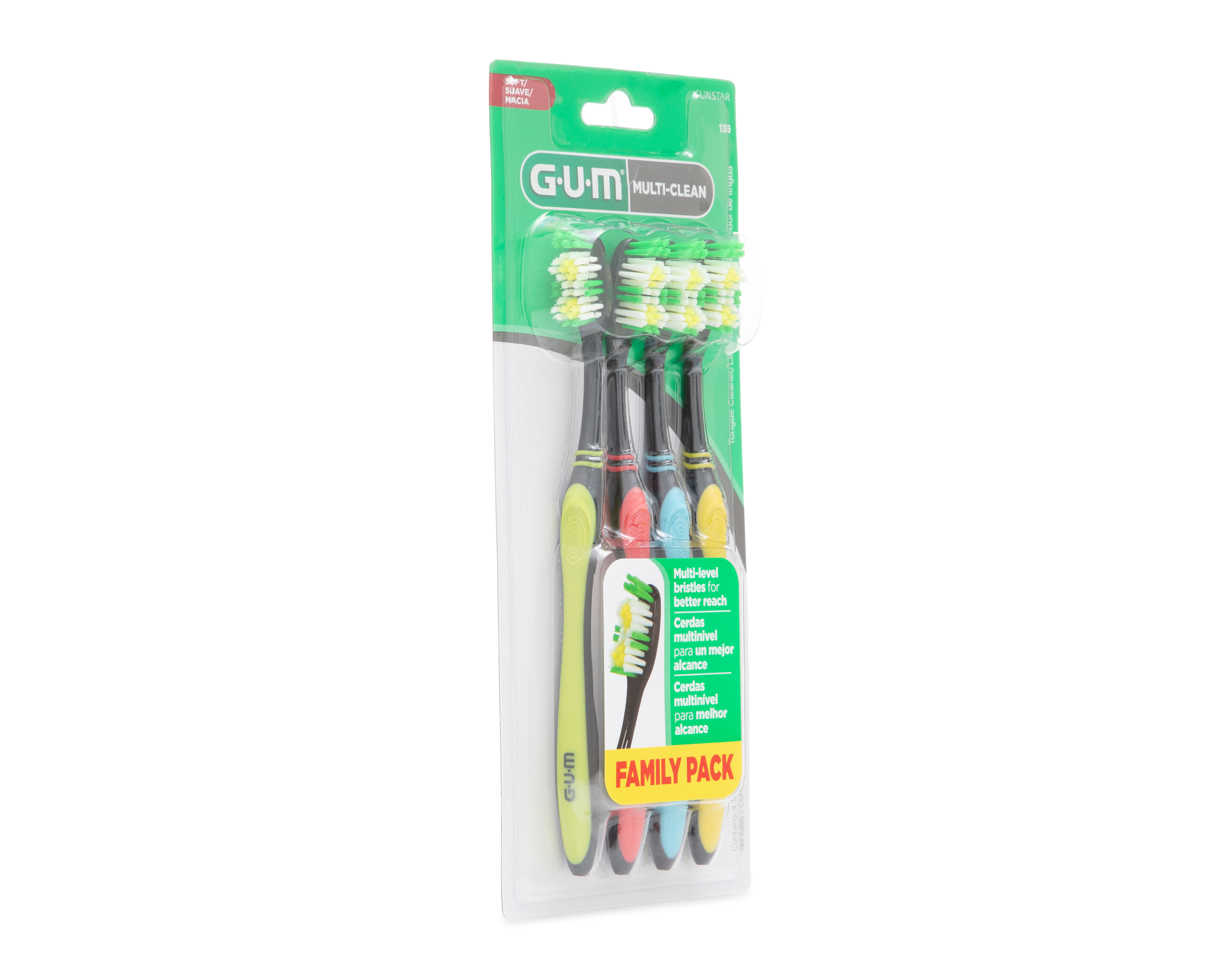 Foto 4 pulgar | Foto 3 | Cepillo de Dientes Suave Family Pack Gum Multi-Clean 4 Piezas