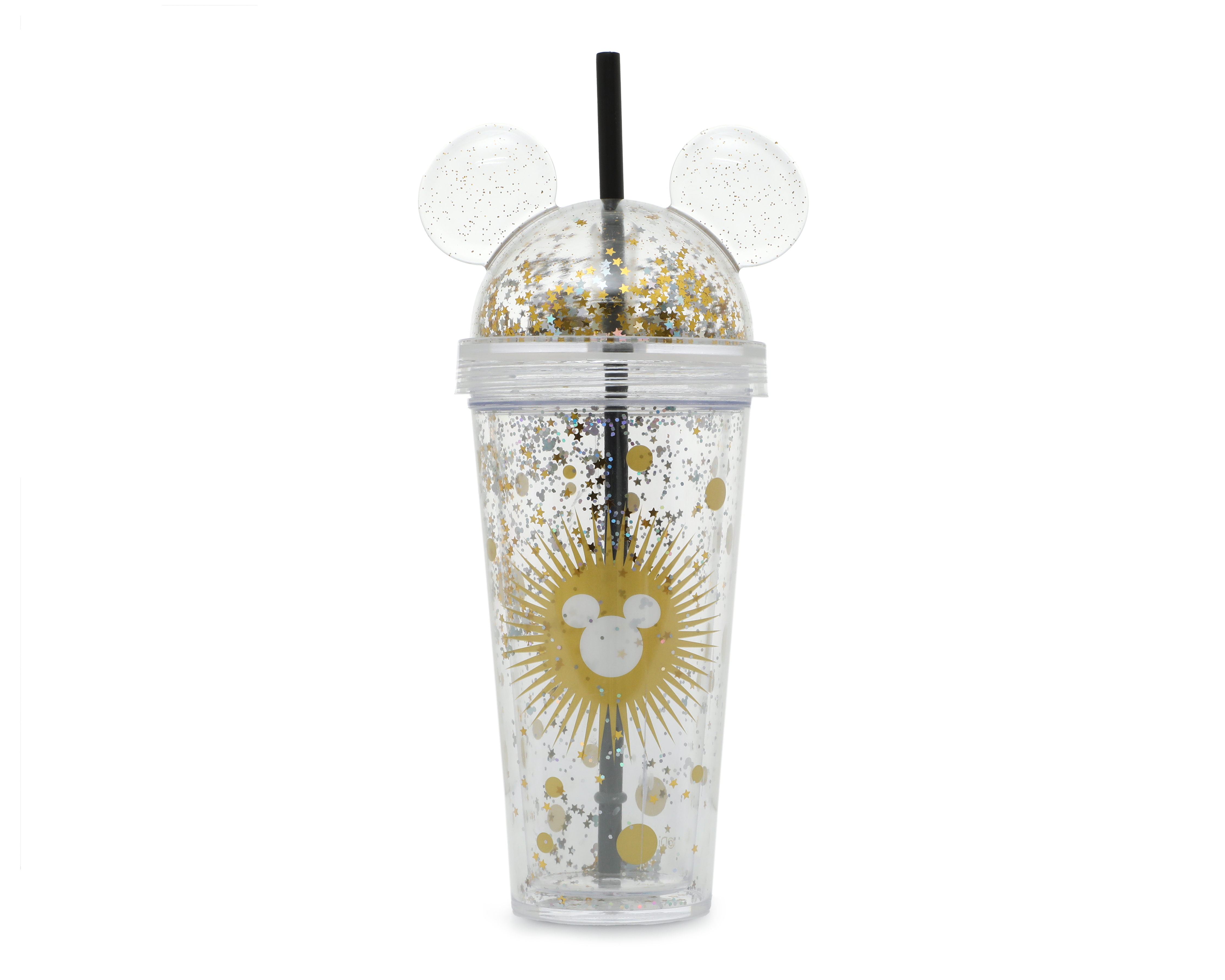 Vaso con Popote de Plástico Mickey Mouse 420 ml