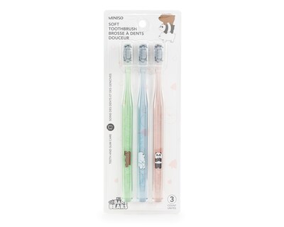 Foto 1 | Foto 1 | Cepillo de Dientes Suave con Protector Miniso We Bare Bears 3 Piezas