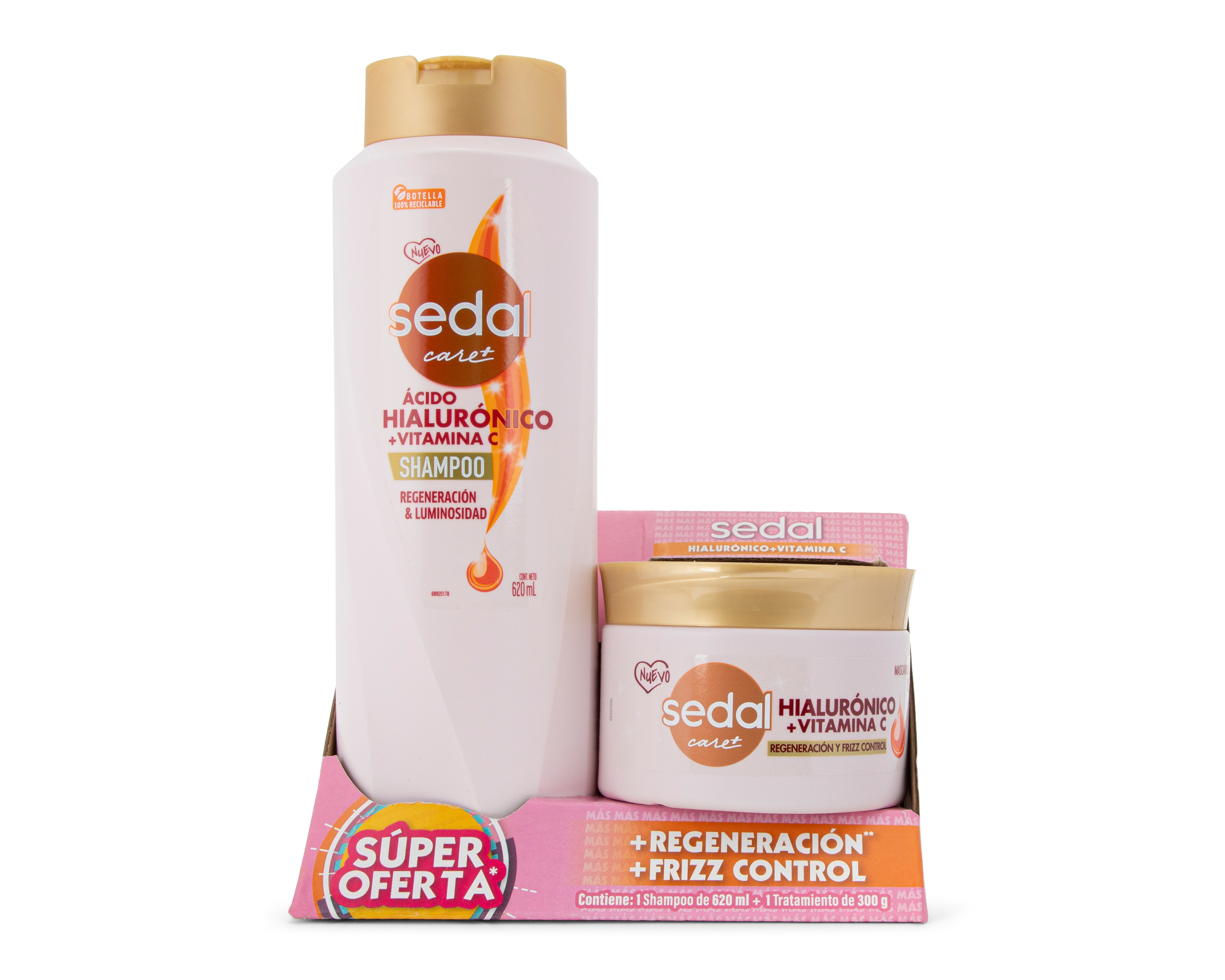 Shampoo Sedal Regeneración y Luminosidad con Ácido Hialurónico 2 Piezas