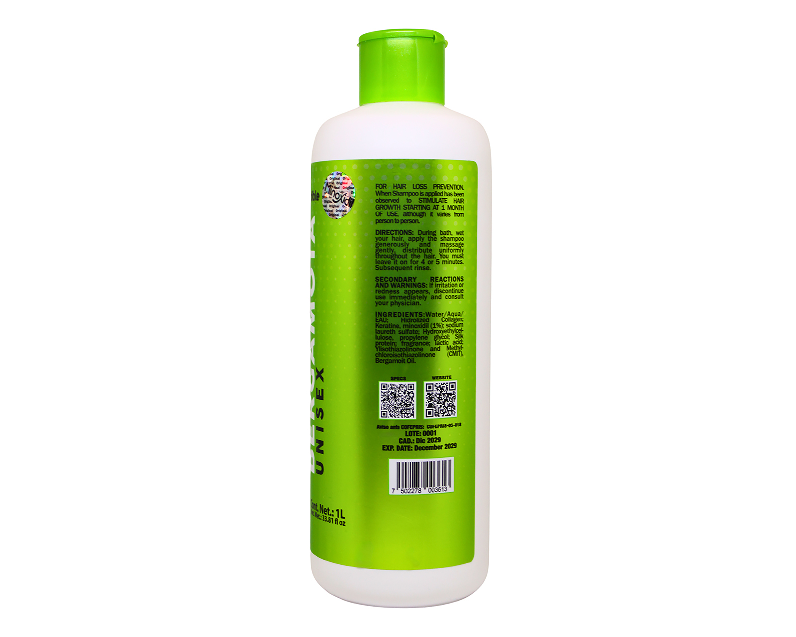 Foto 2 | Foto 2 | Shampoo Incredible Products Minoxidil Bergamota Anticaída 1 l