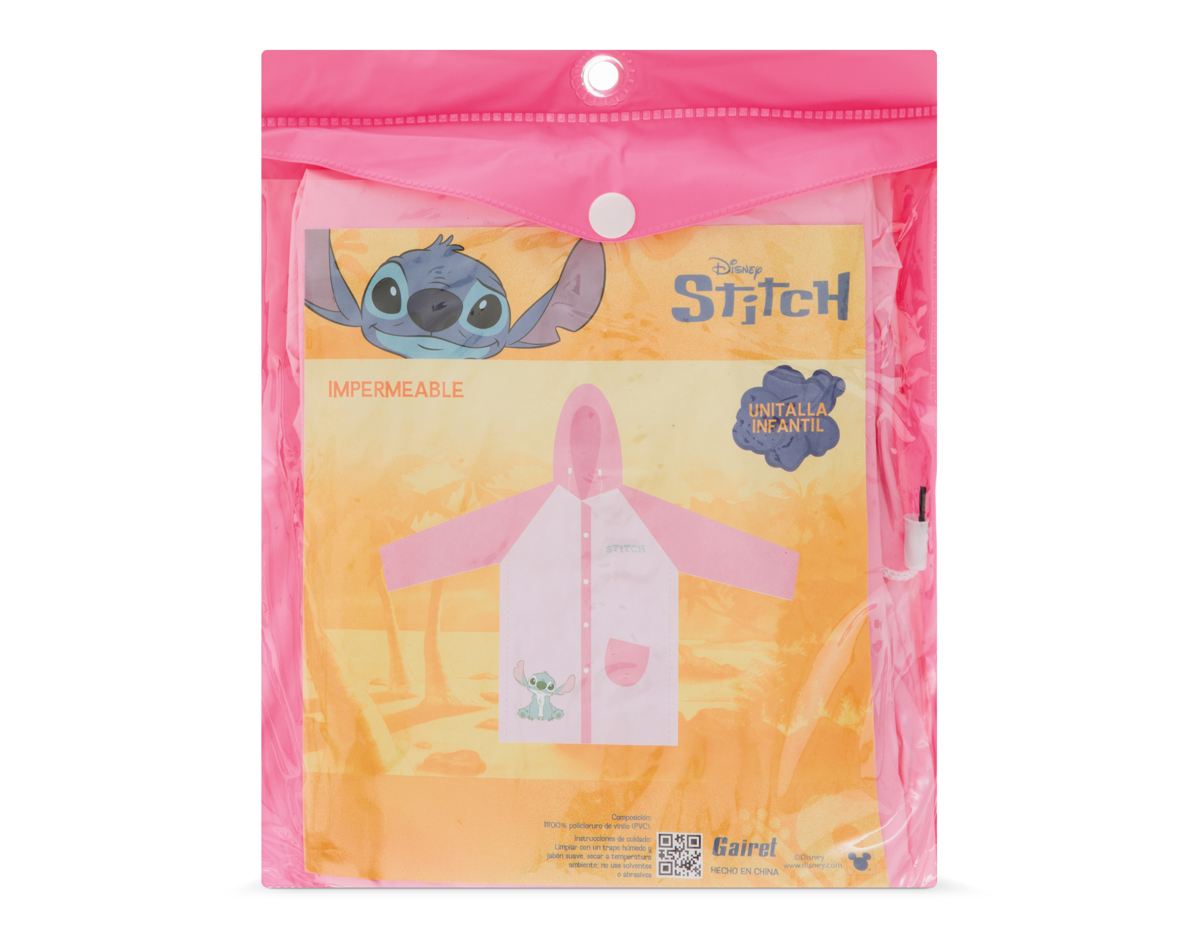 Foto 4 pulgar | Foto 3 | Impermeable Infantil Gairet Disney Stitch Rosa