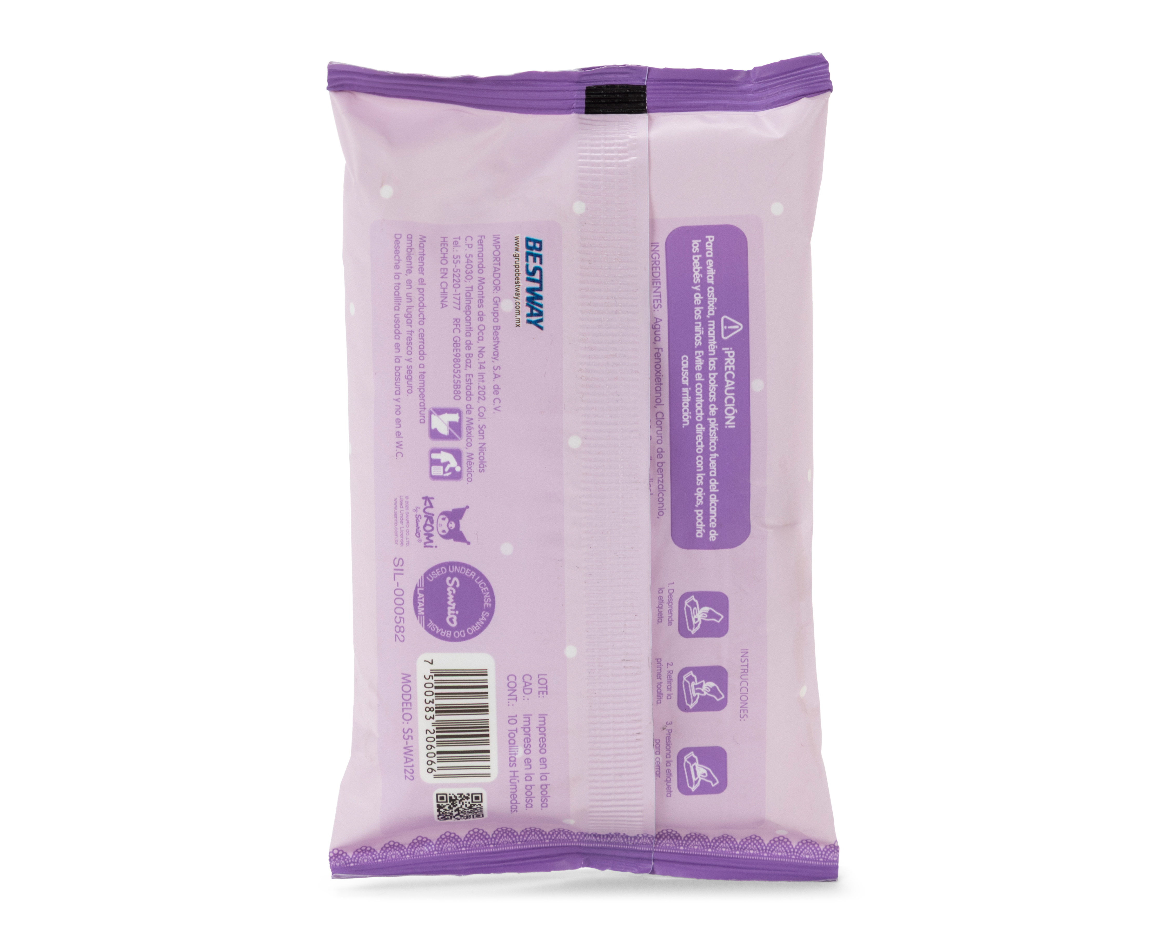 Foto 4 pulgar | Foto 3 | Toallitas Antibacteriales Bestway Kuromi 10 Piezas