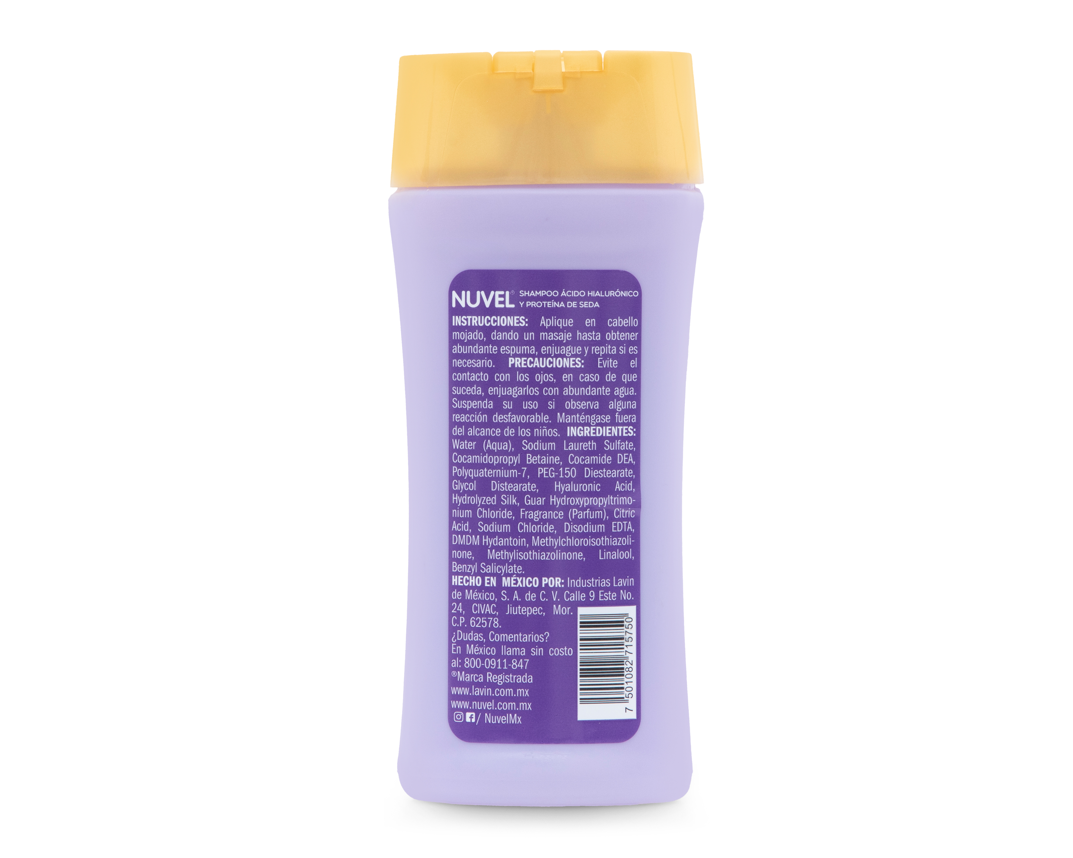 Foto 2 | Foto 2 | Shampoo Nuvel Hidratación y Control Frizz Ácido Hialurónico y Proteína de Seda 180 ml