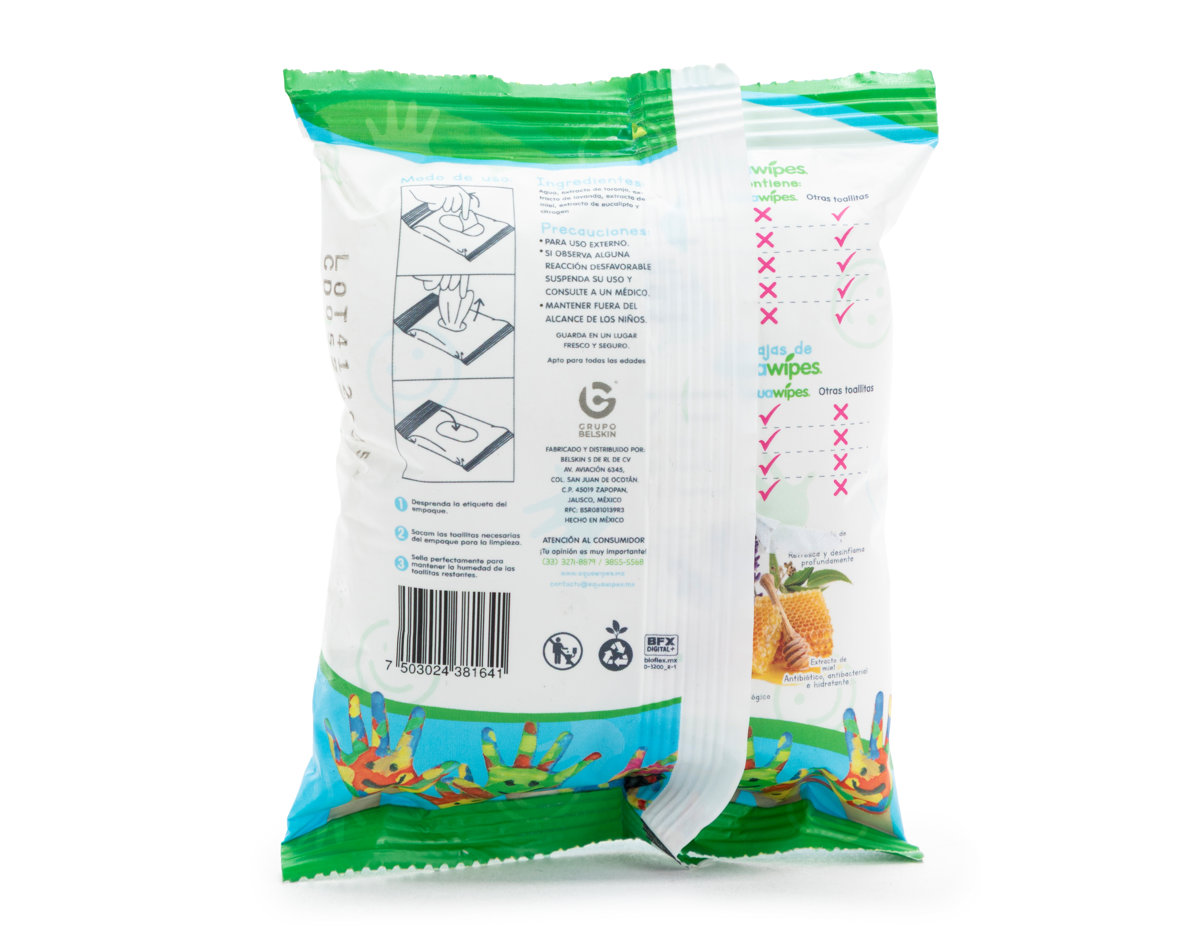 Foto 2 | Foto 2 | Toallitas Desinfectantes Aquawipes Cara y Manos 15 Piezas