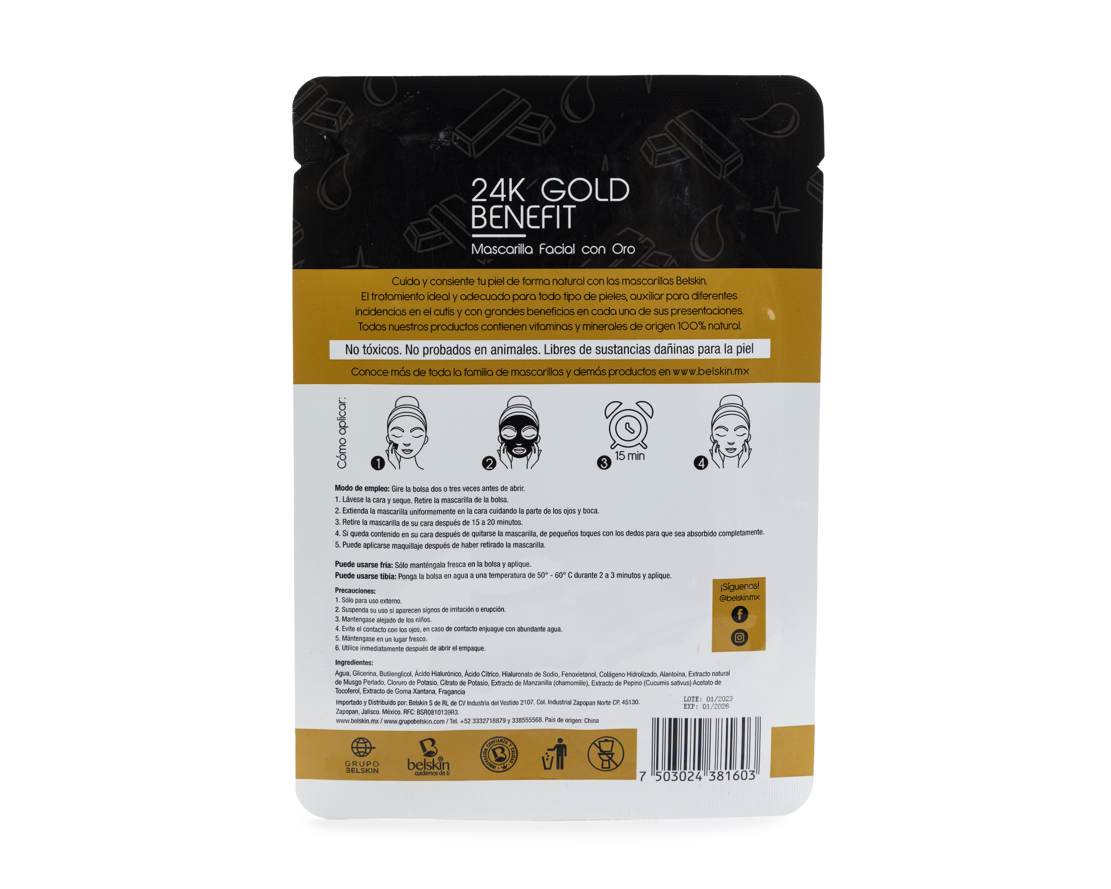 Foto 3 pulgar | Foto 2 | Mascarilla con Oro Belskin 24k Gold Benefit 60 g
